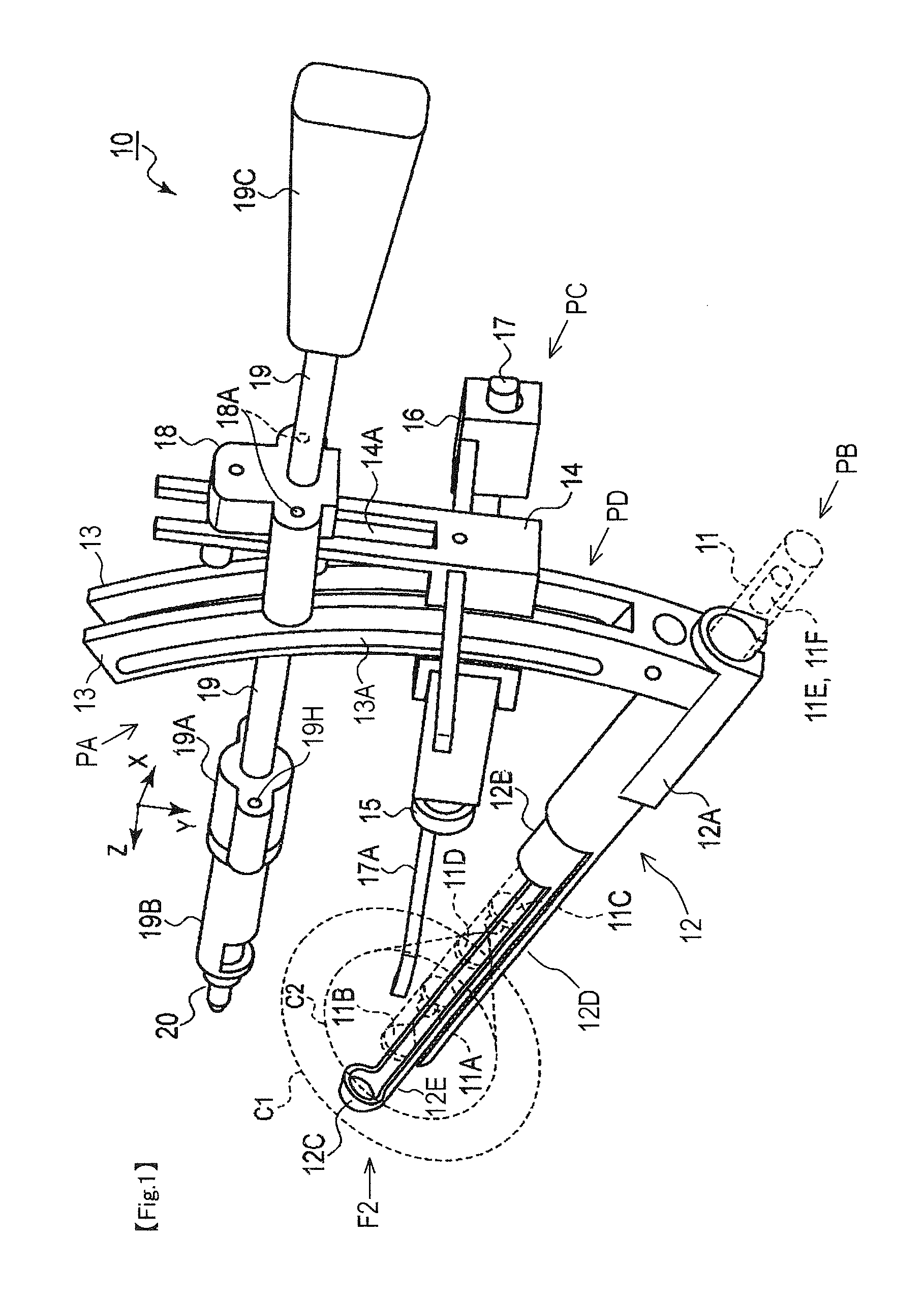 Navigation device for joint replacement and surgical support device