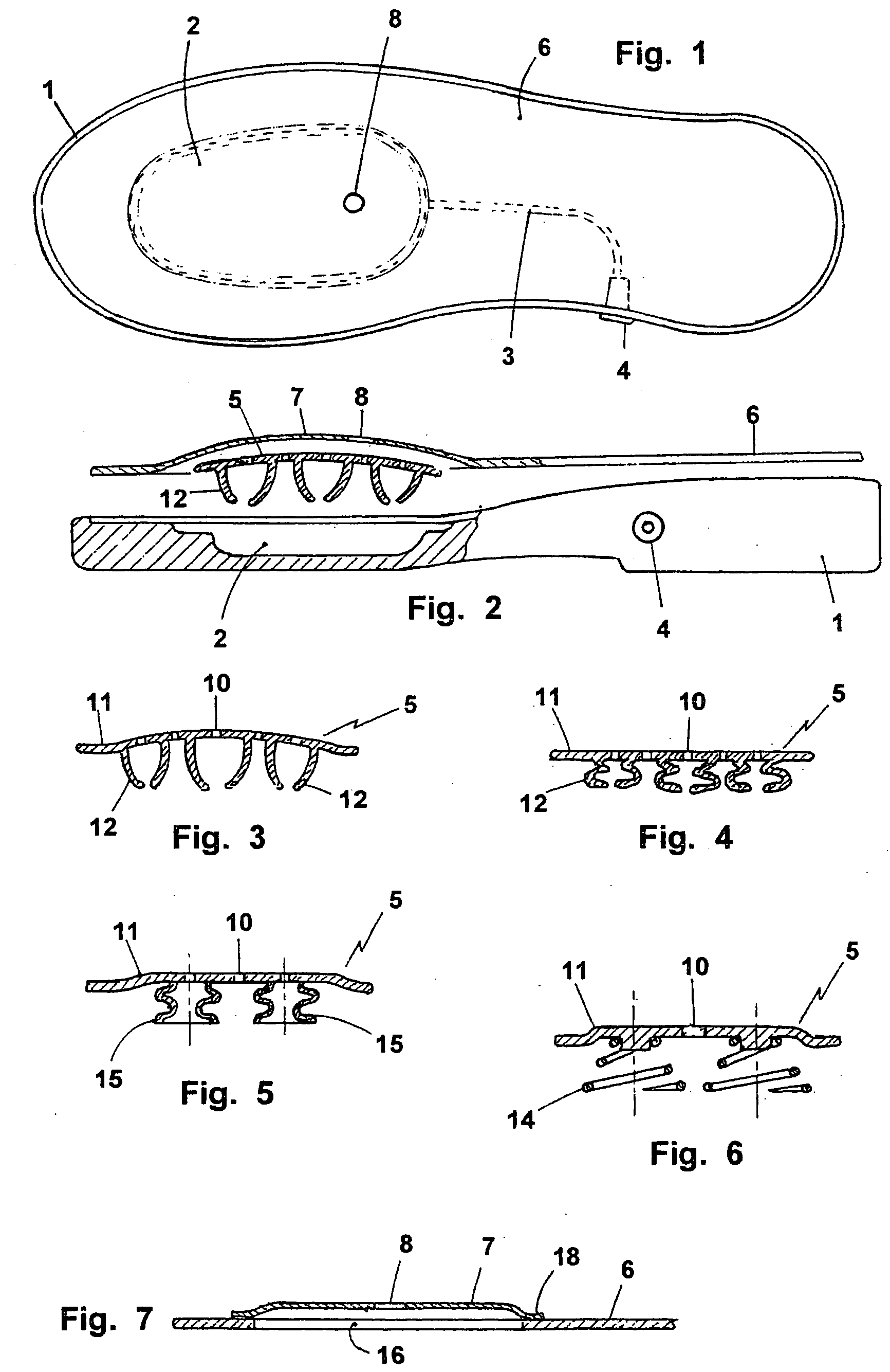 Sole and means for airing shoes