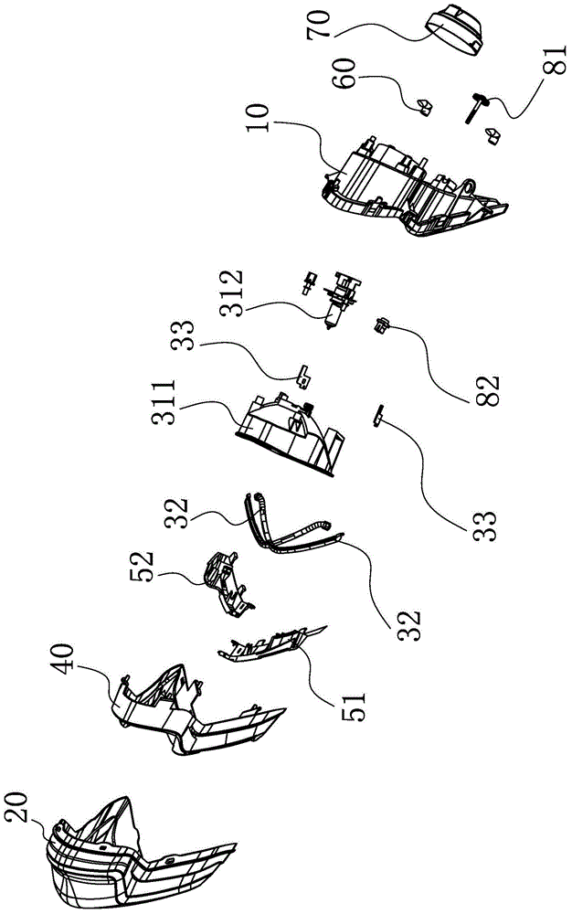 A motorcycle head lamp structure