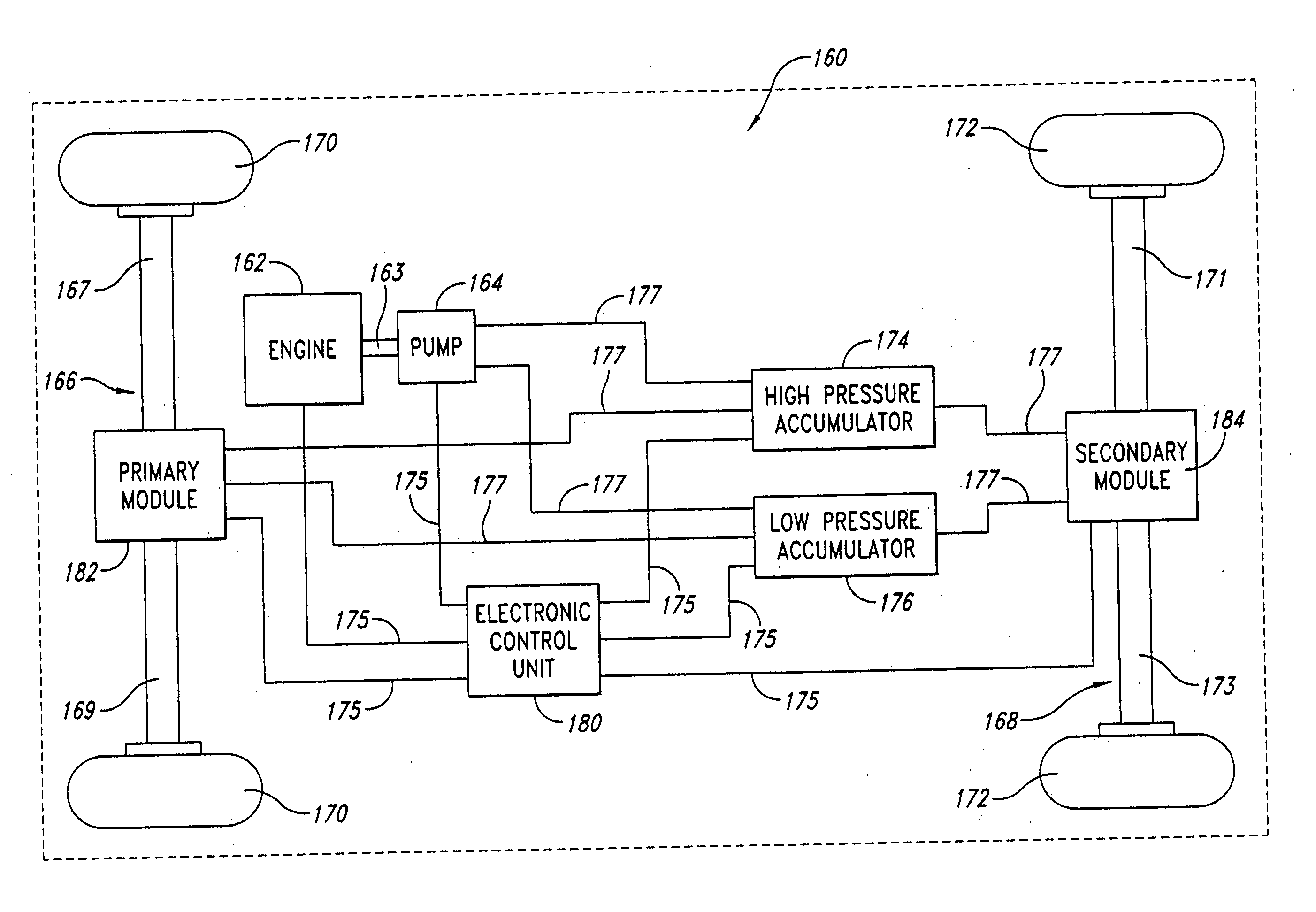 Hydraulic hybrid vehicle with integrated hydraulic drive module and four-wheel-drive, and method of operation thereof