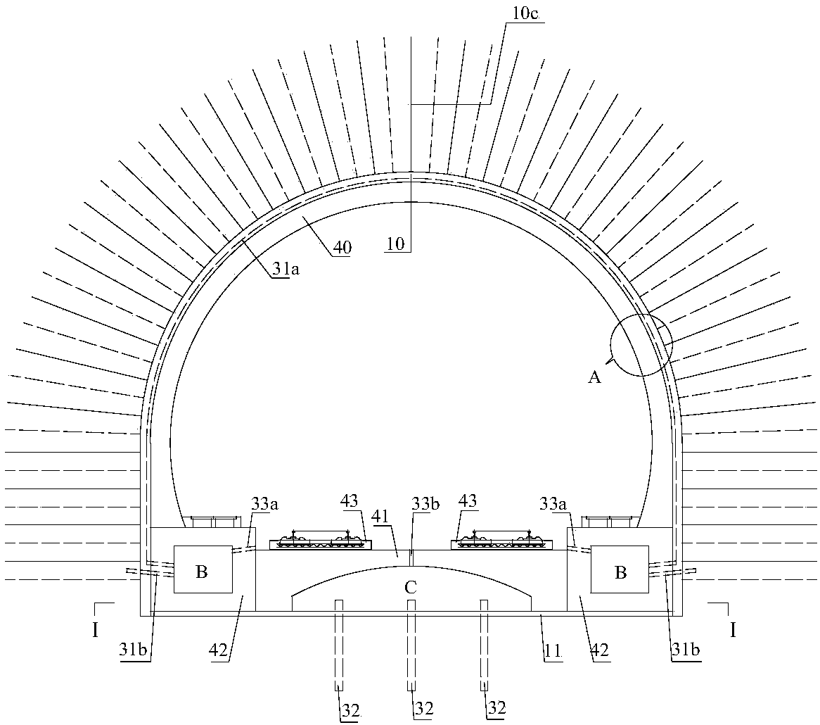 Box-type base and bridge-type tunnel bottom structure dynamic-static separation bearing-type lining structure and drainage system thereof