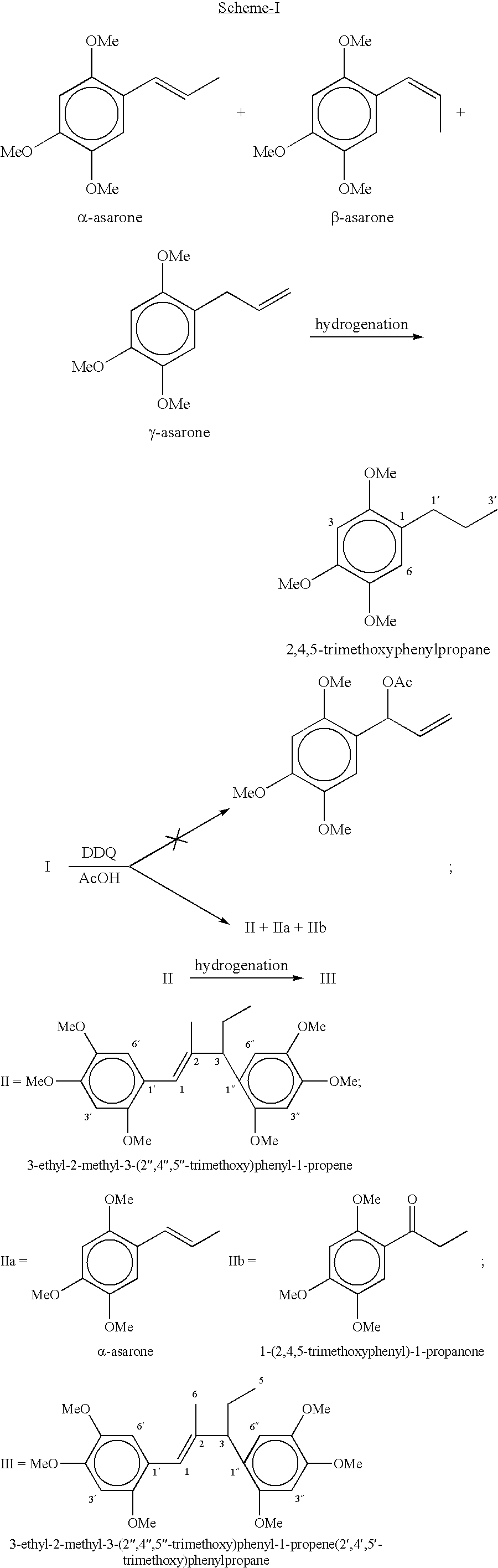 DDQ mediated one step dimerisation of beta-asarone or beta-asarone rich acorus calamus oil in the formation of novel neolignan