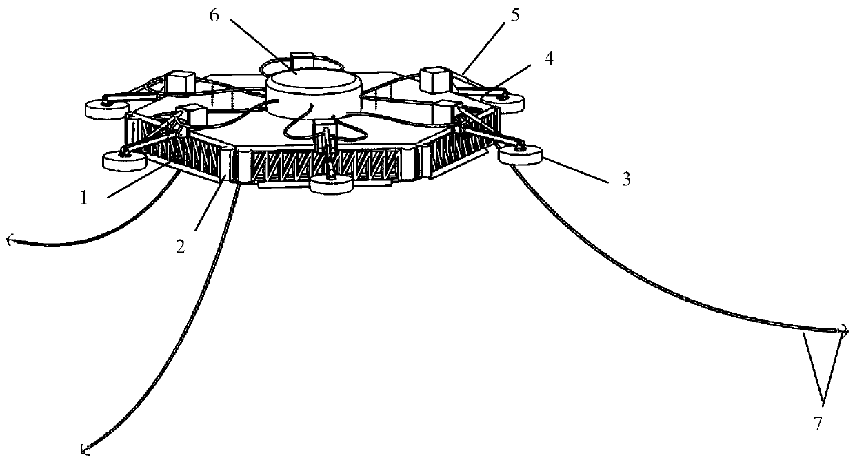 Multi-floater wave energy driven power generation device based on modular truss platform