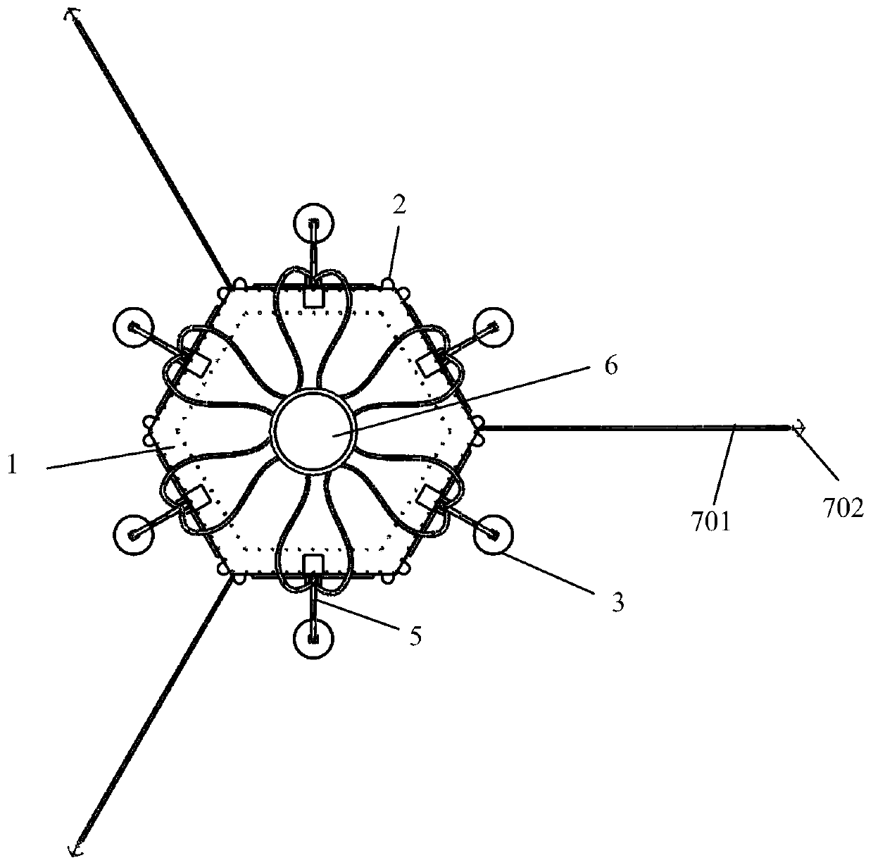 Multi-floater wave energy driven power generation device based on modular truss platform