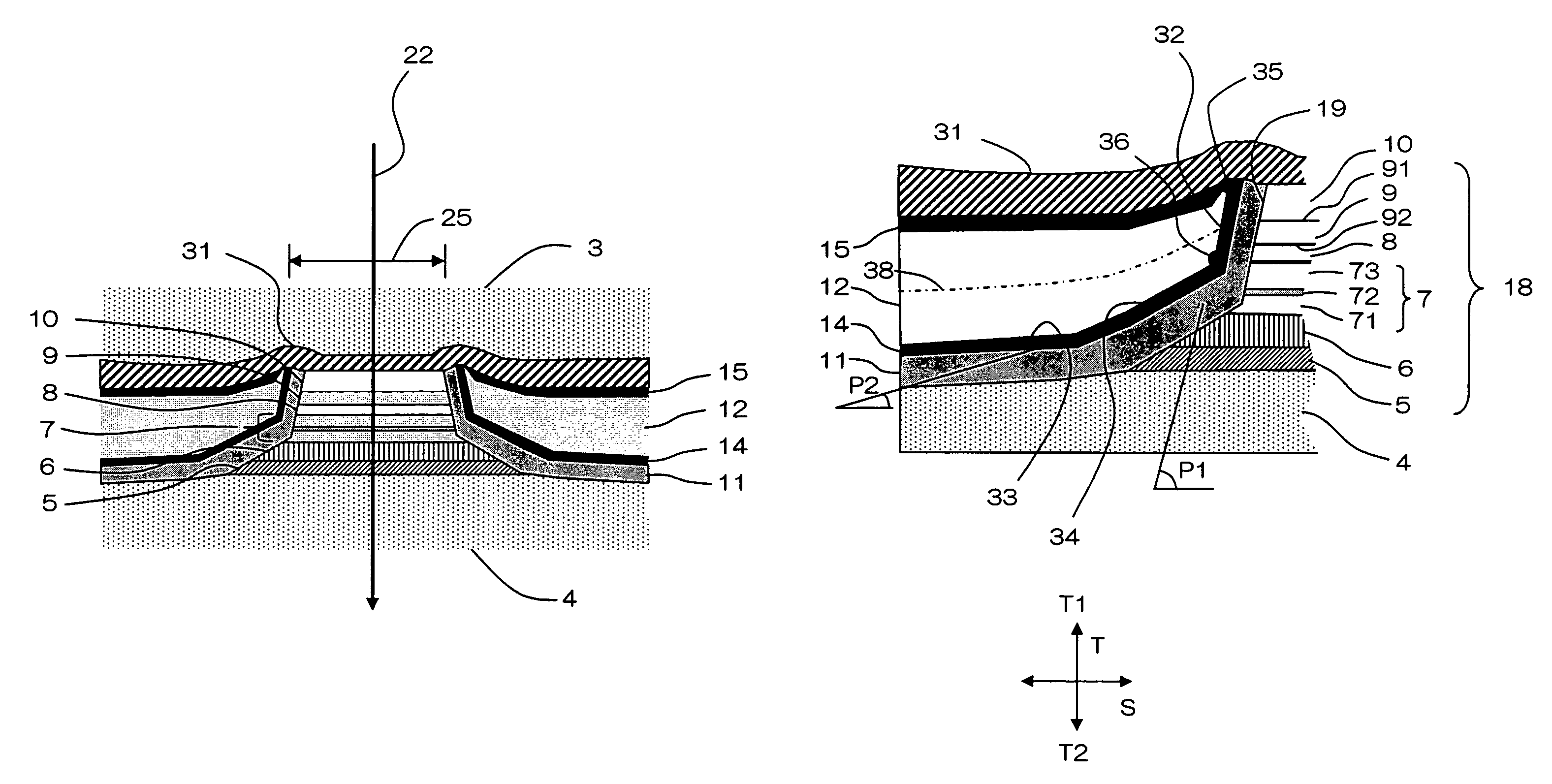 Magnetoresistive effect element having hard magnetic films in non-uniform cross-sectional shape