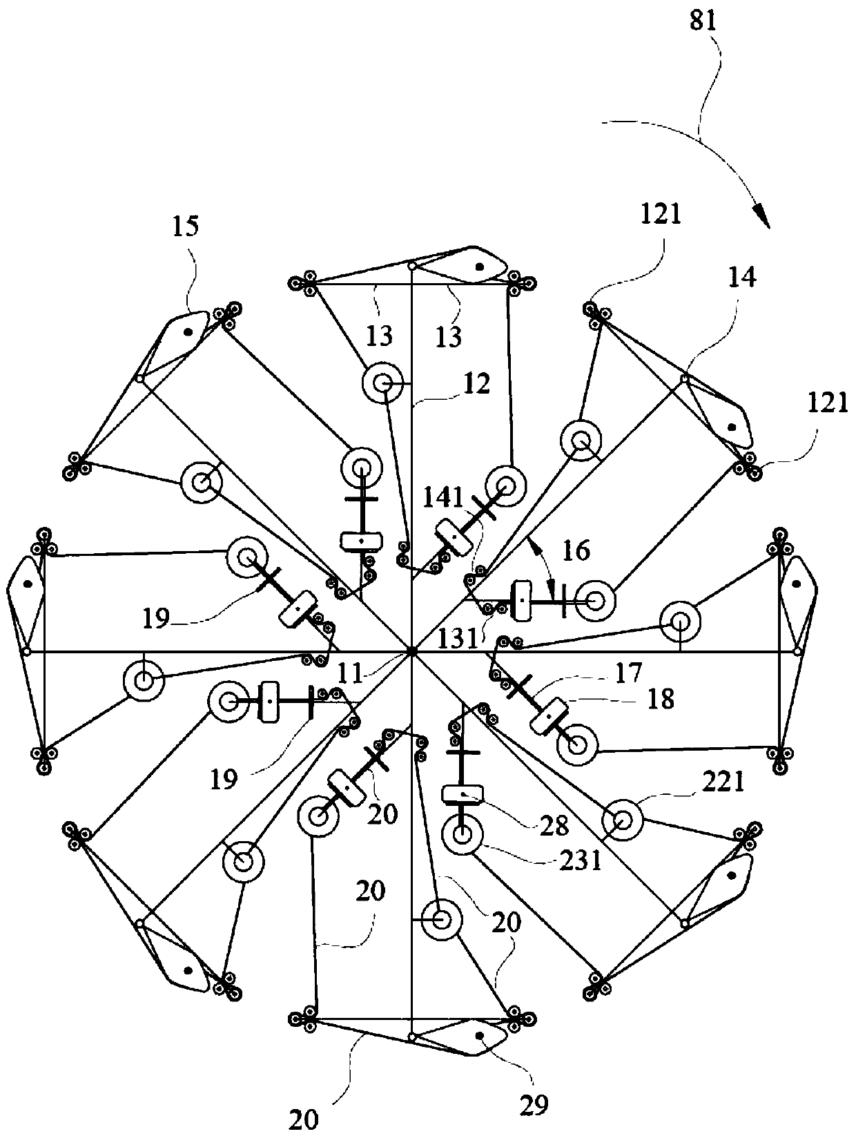 Rotating wheel system for generating kinetic energy for running by virtue of unbalancing torque