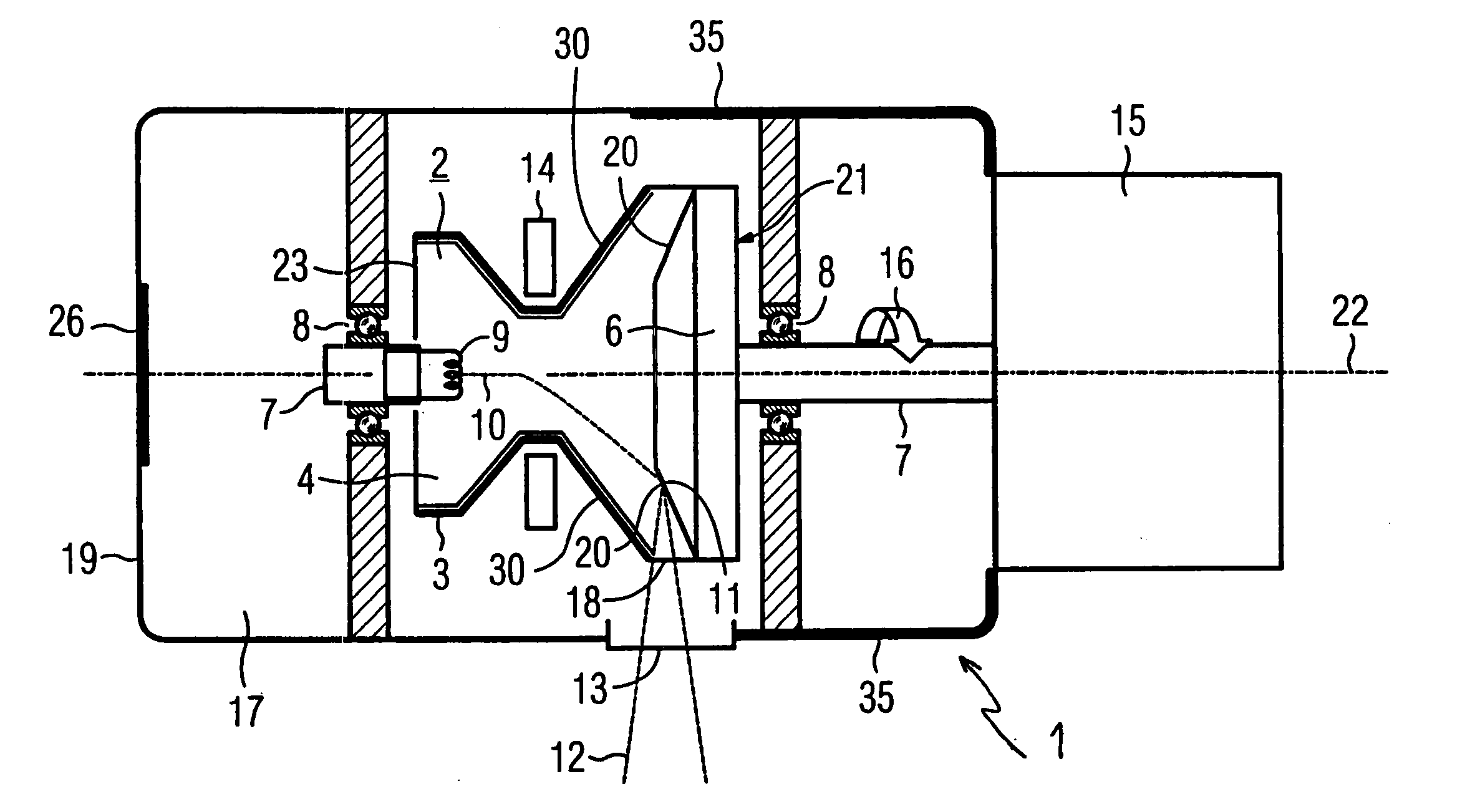 Leakage radiation shielding arrangement for a rotary piston x-ray radiator