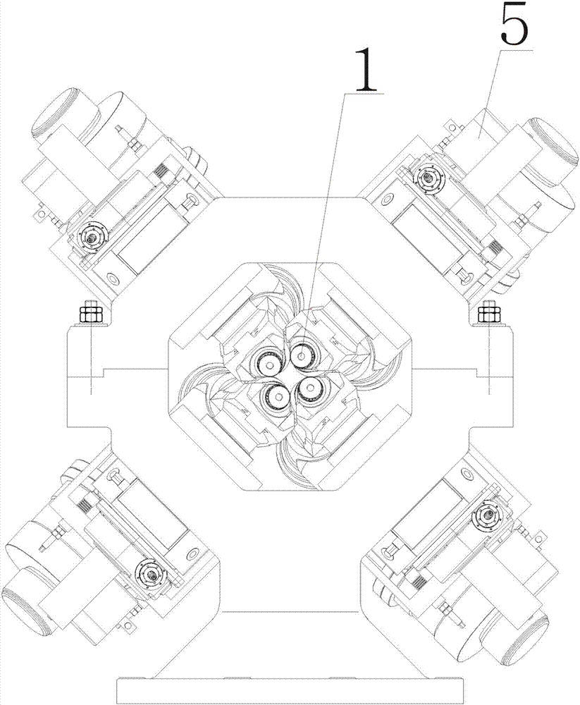 A four-roll cross-rolling piercing machine