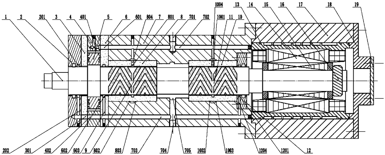 High-speed water lubrication dynamic pressure spiral groove bearing electric spindle