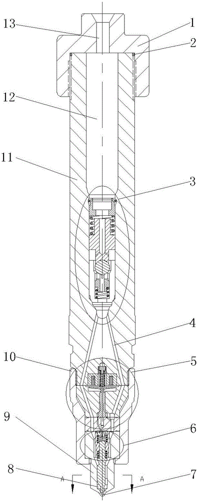 Bypass type electronic controlled injector with hydraulic feedback function