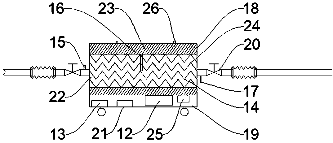 Exhaust disinfection device for contaminated waste gas treatment of medical center suction system