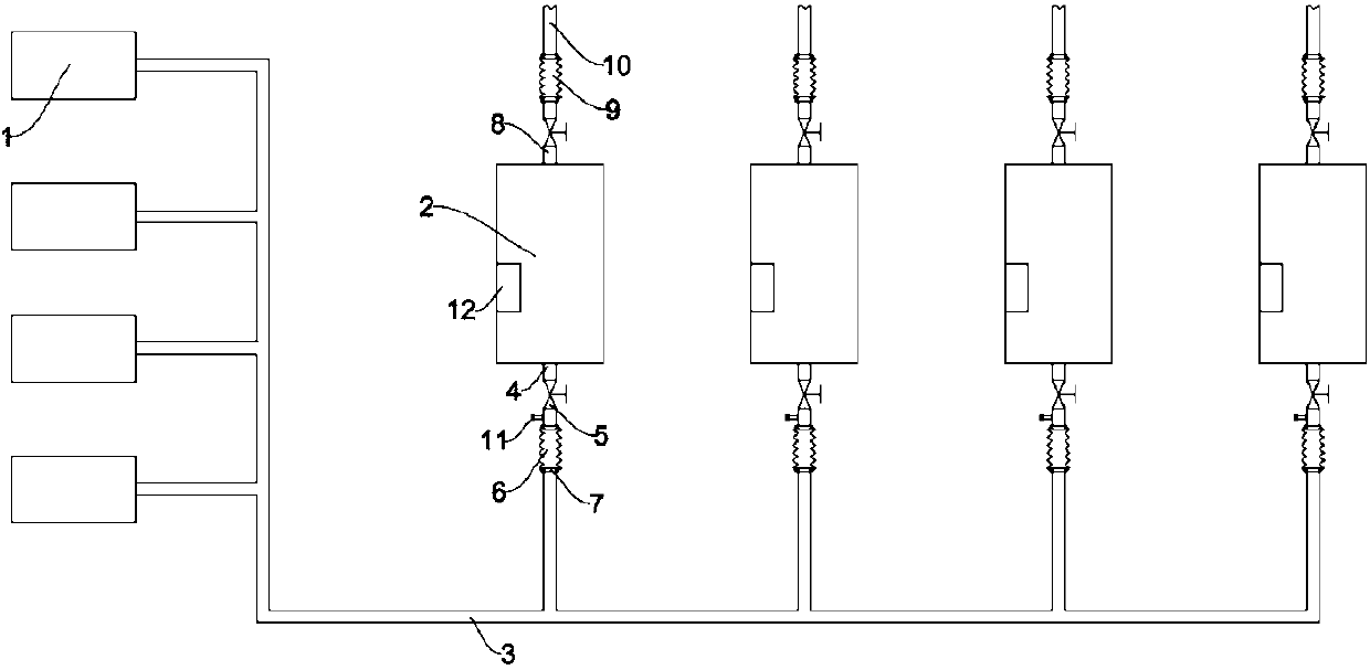 Exhaust disinfection device for contaminated waste gas treatment of medical center suction system