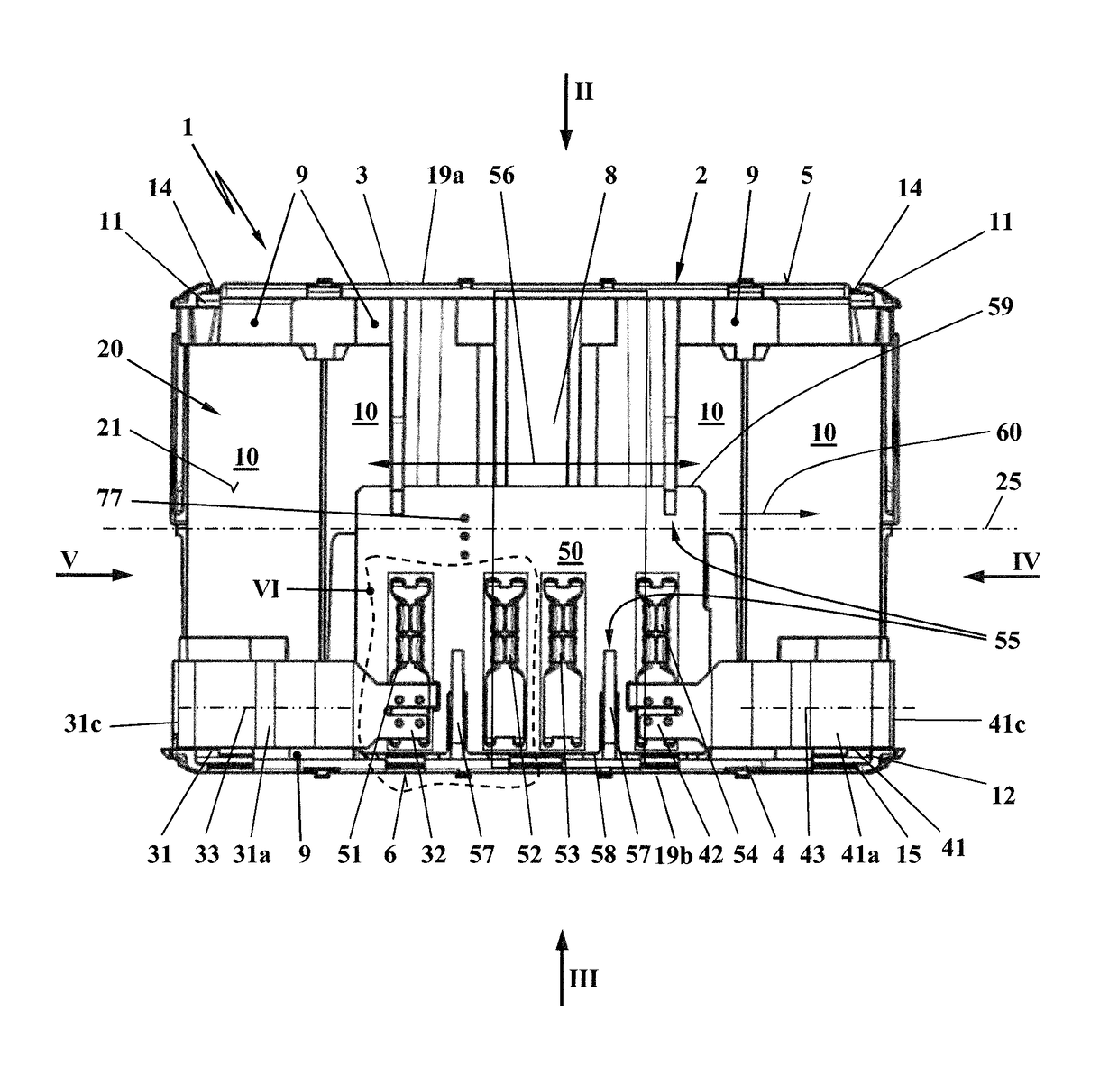 Rechargeable battery pack having a contact plate for connection to a load