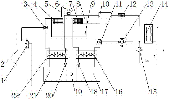 A heat pump water heater laboratory cooling and heat balance device