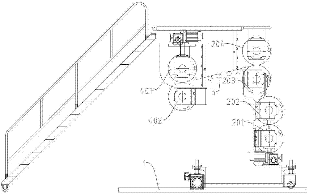 Calendar, foamed floor production line and one-time forming production process