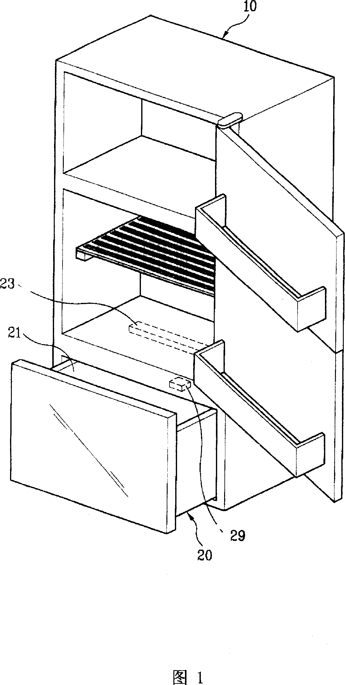 Foodstuff preserving container, refrigerator with the same and foodstuff preserving method