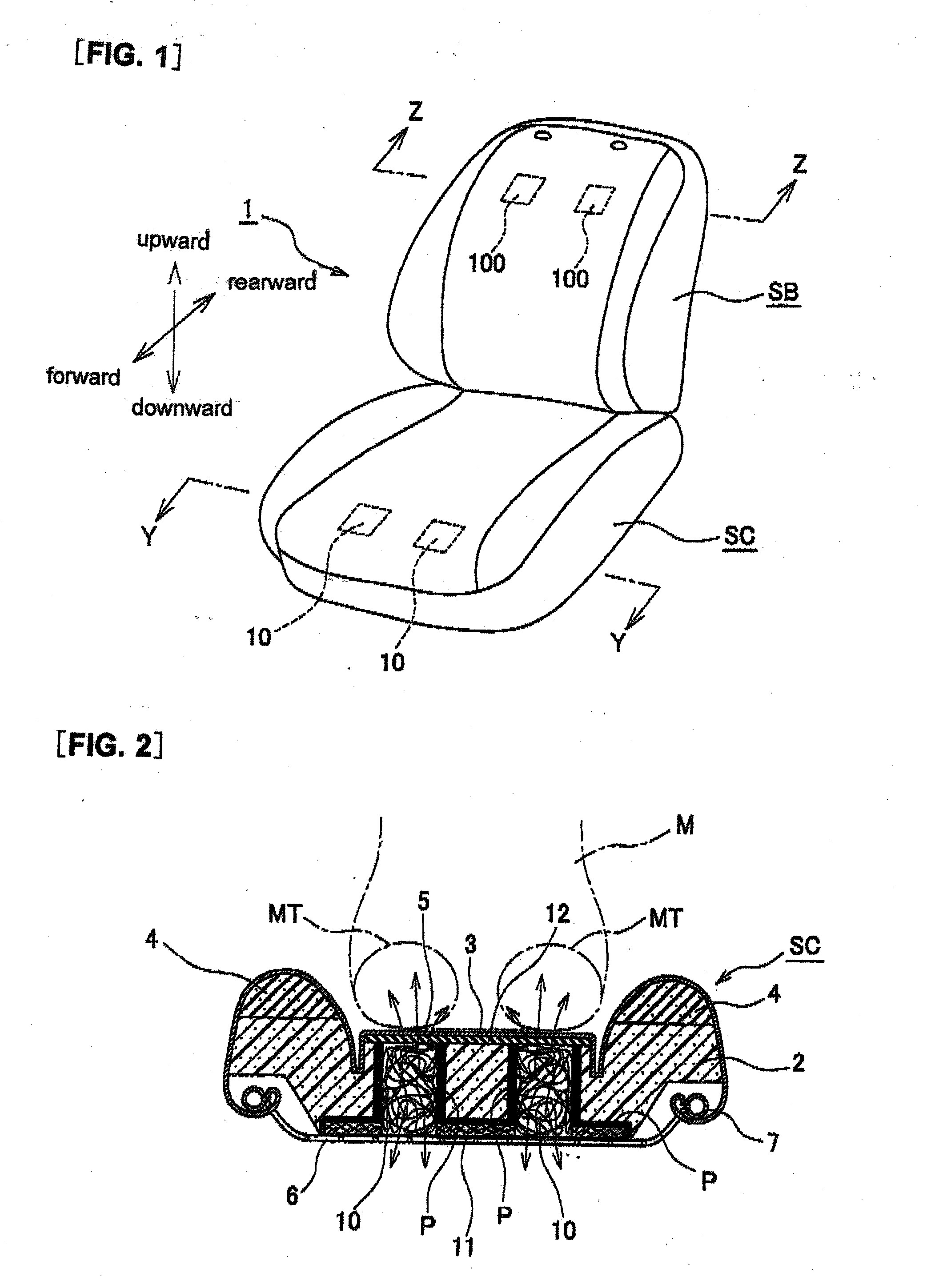 Seat with ventilative property