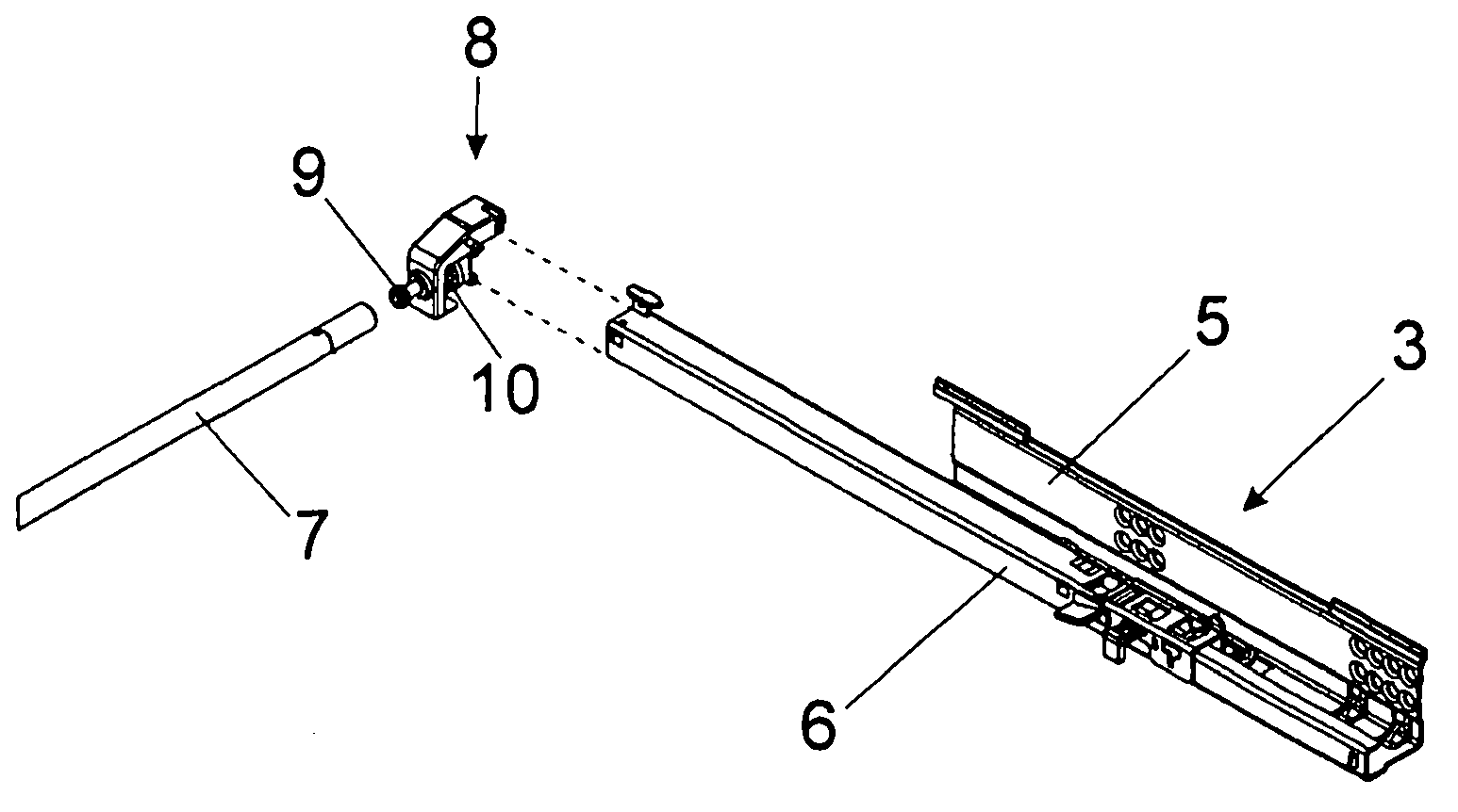 Device for attaching functional part to guide rail of drawer pulling-out guider