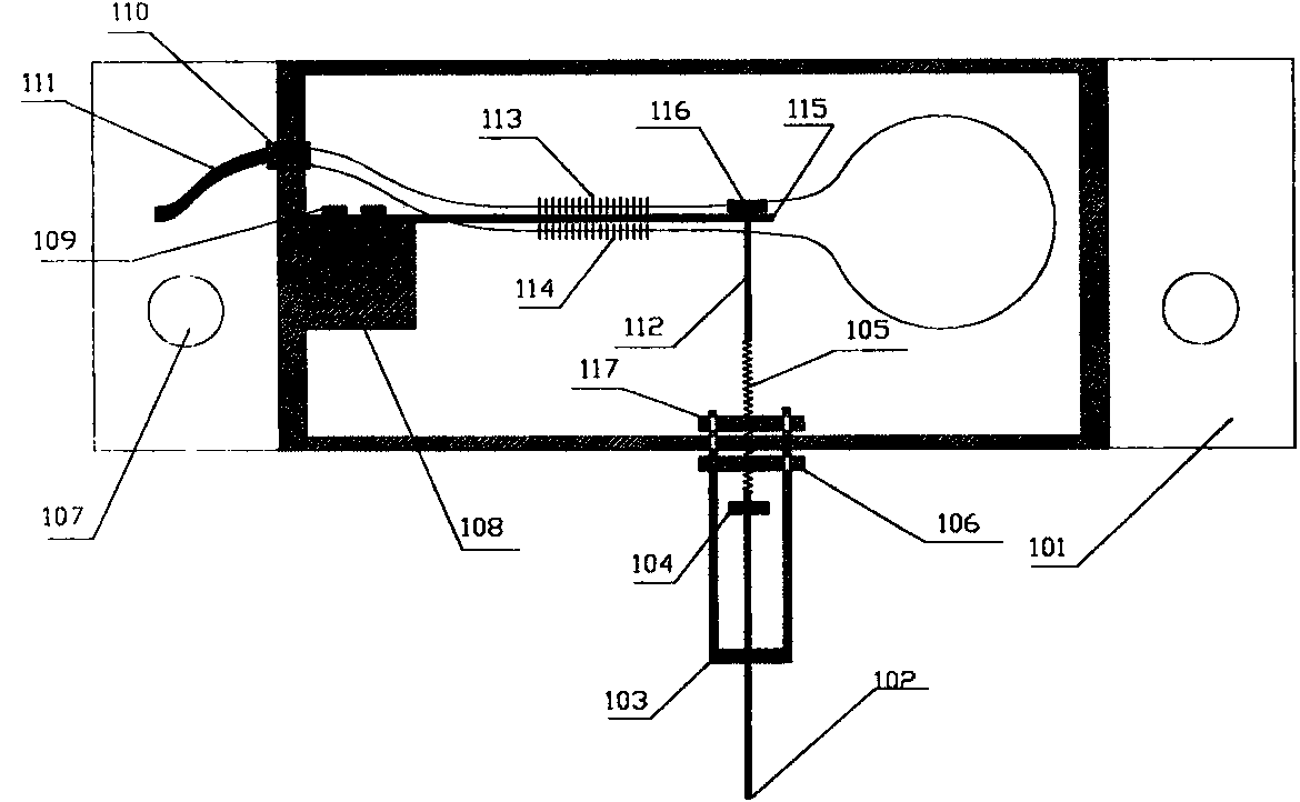 Fiber grating displacement meter based on spring and constant strength beam