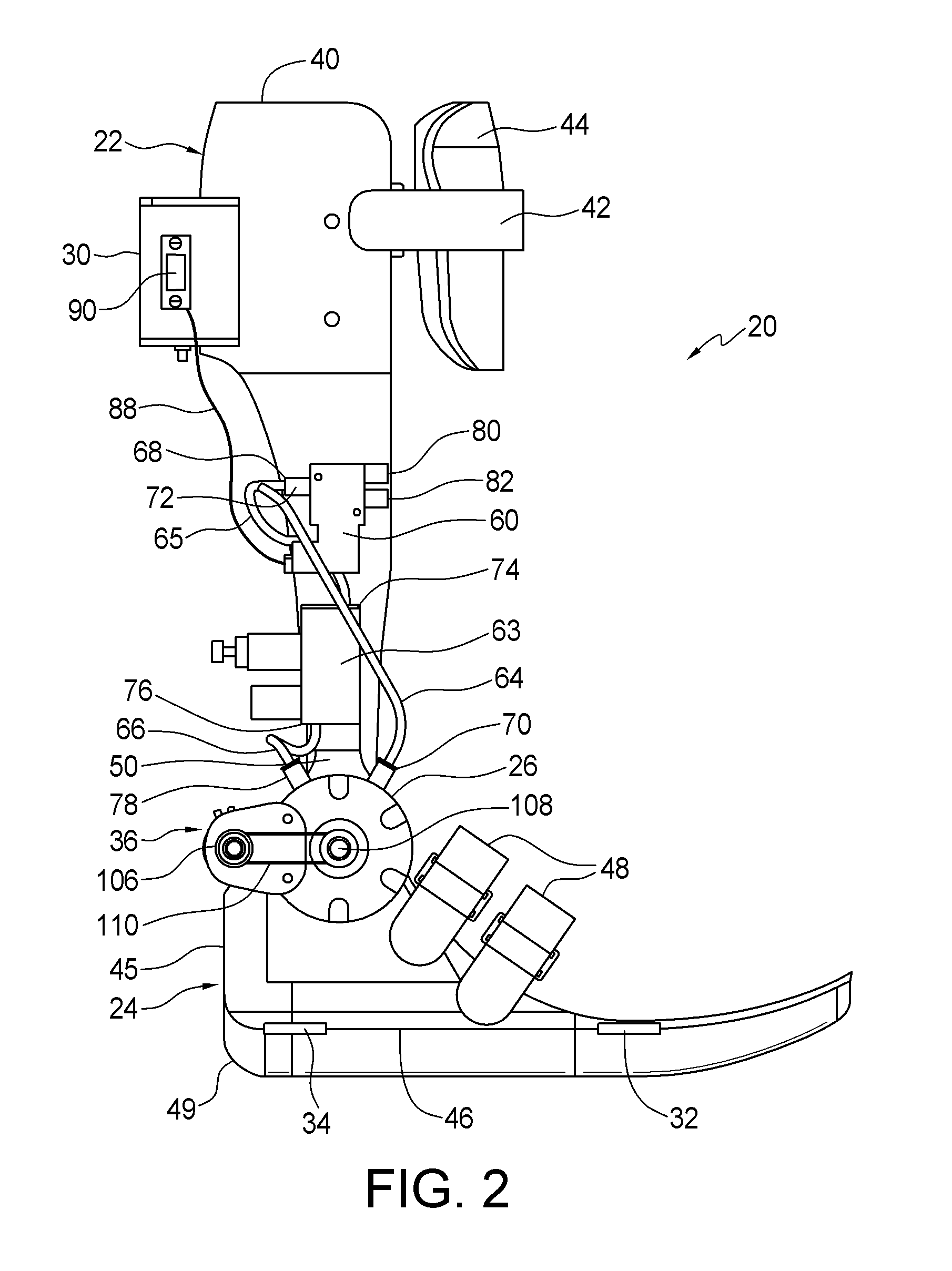 Portable active fluid powered ankle-foot orthosis