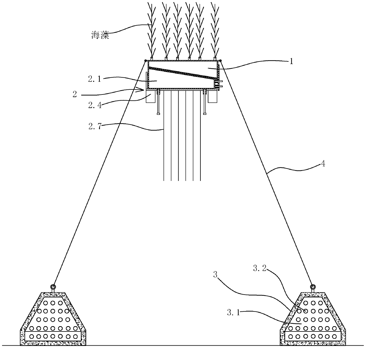 Composite type mussel reef fish gathering device