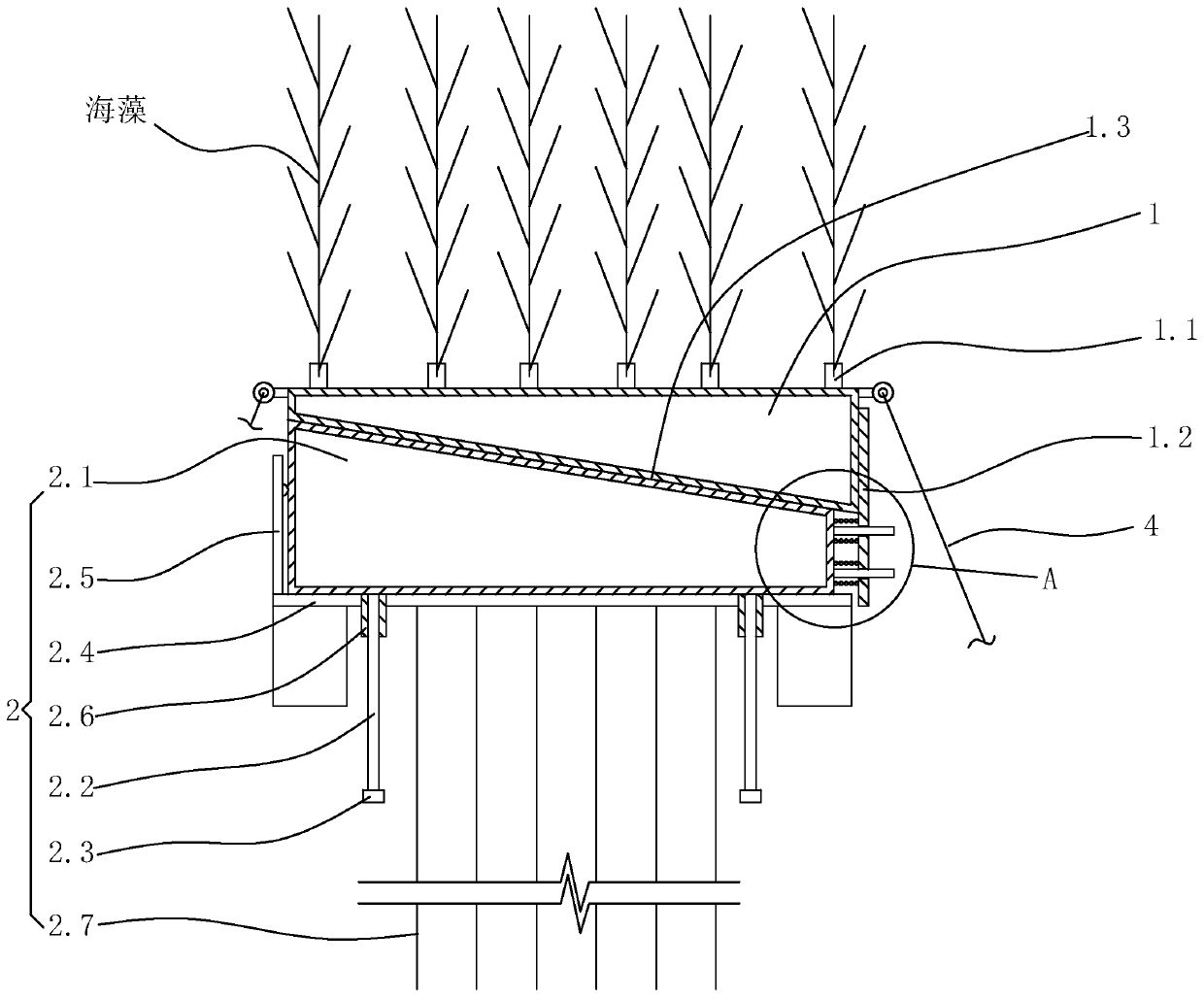 Composite type mussel reef fish gathering device