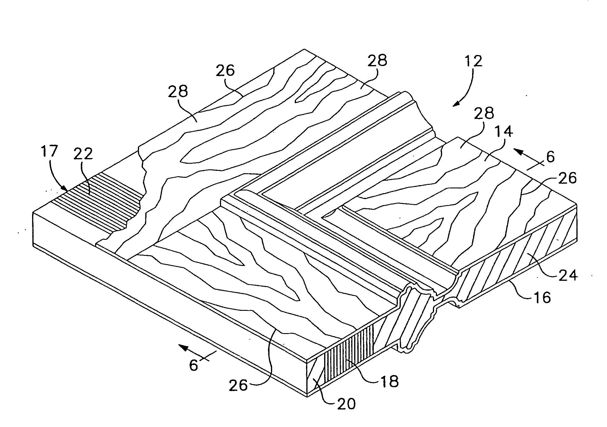 Articles of composite structure having appearance of wood