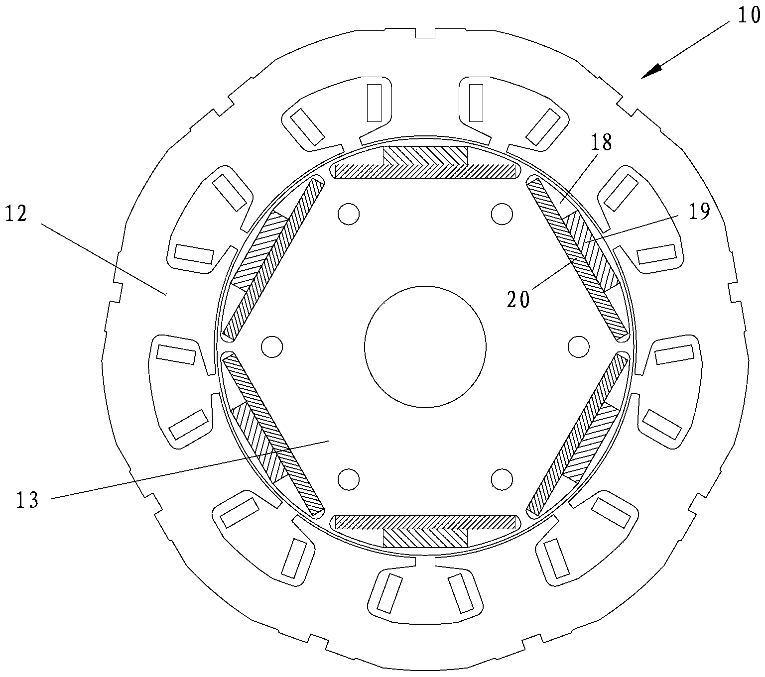 Hybrid permanent magnet rotor assembly and corresponding motor