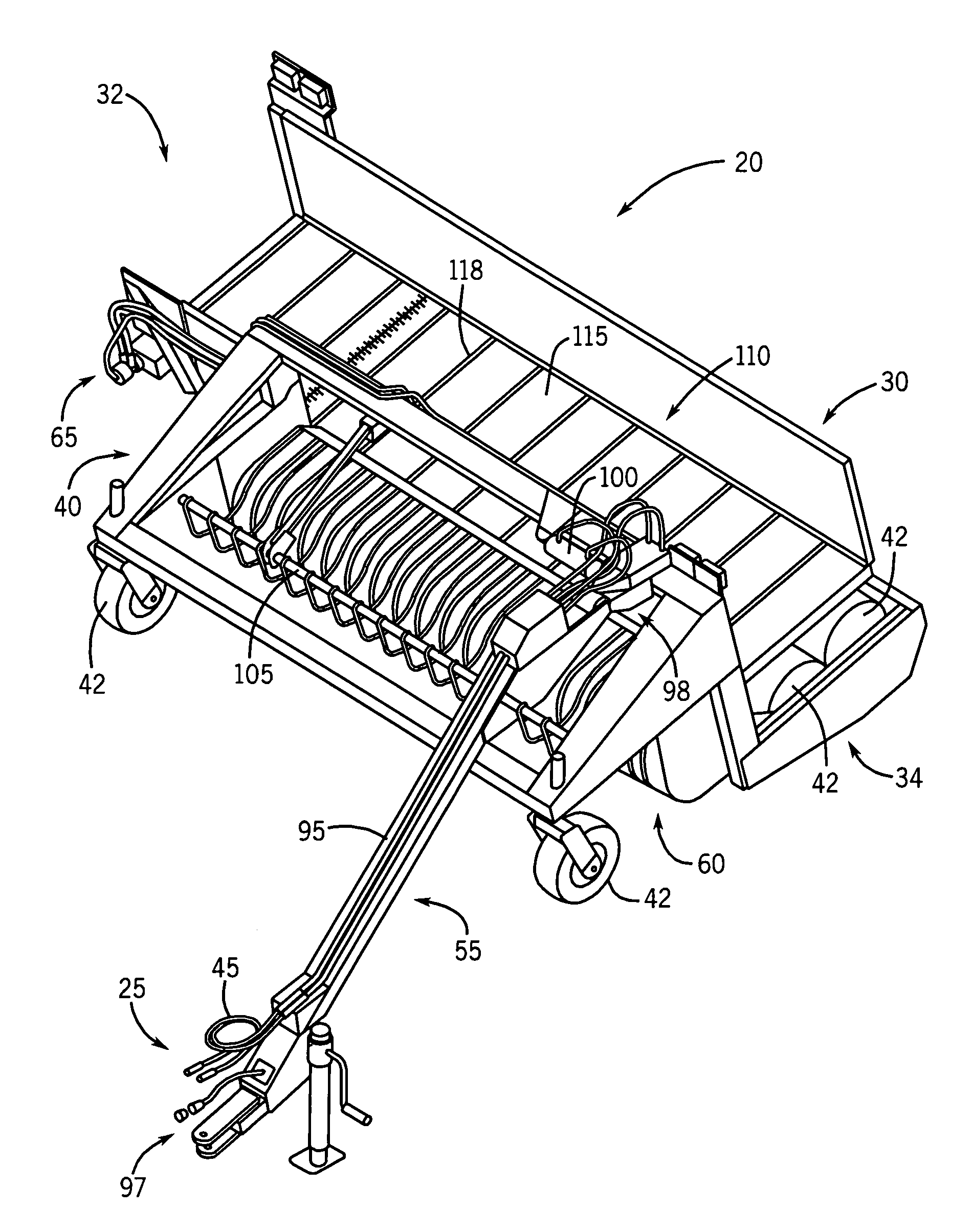 Control arrangement for a pull-type windrow merger