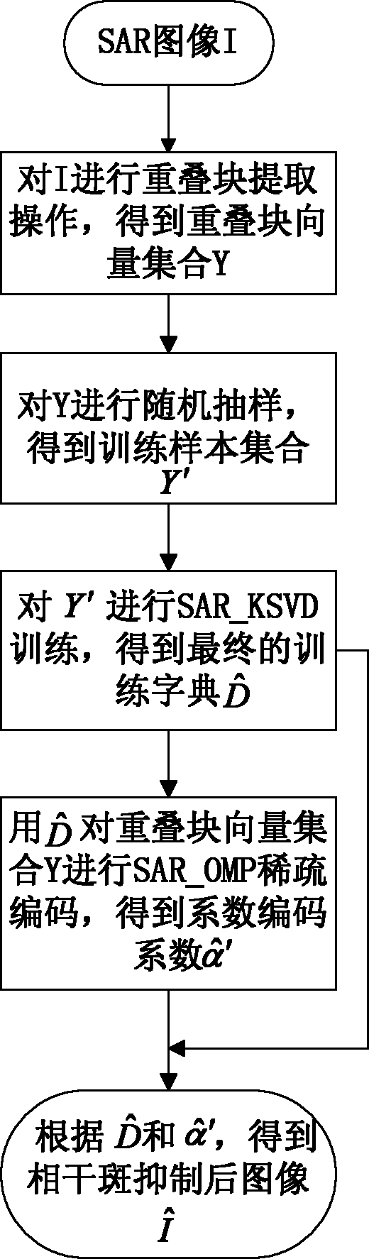 K-SVD (K-means singular value decomposition) speckle inhibiting method based on SAR (synthetic aperture radar) image local statistic characteristic