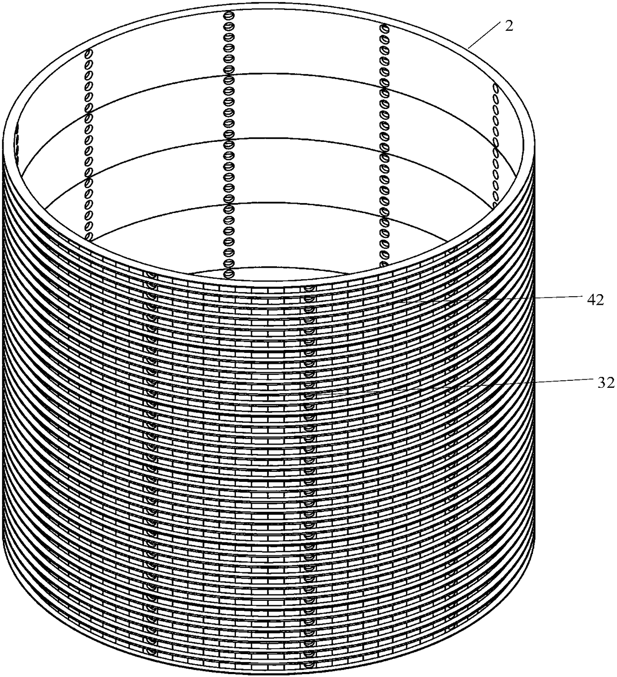 An optical fiber core butt matrix structure