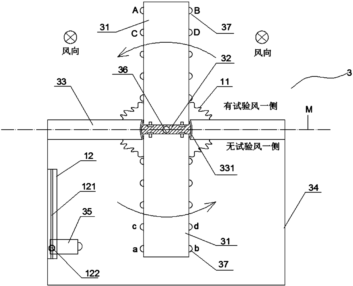 Synchronous wind tunnel testing device for aeroelasticity and wind pressure considering aerodynamic interference effect