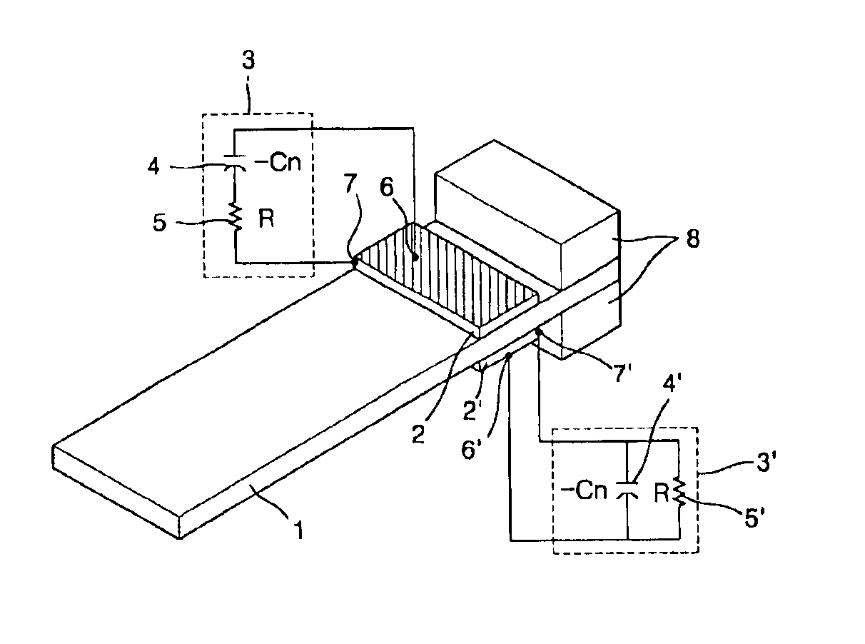 Multi-mode vibration damping device and method using negative capacitance shunt circuits