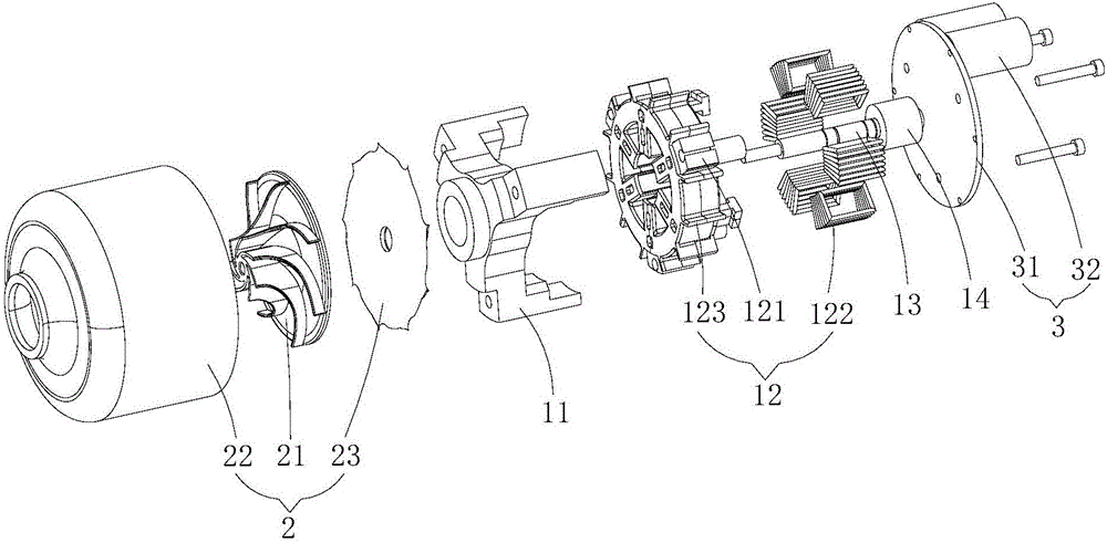 Integrated motor with impeller