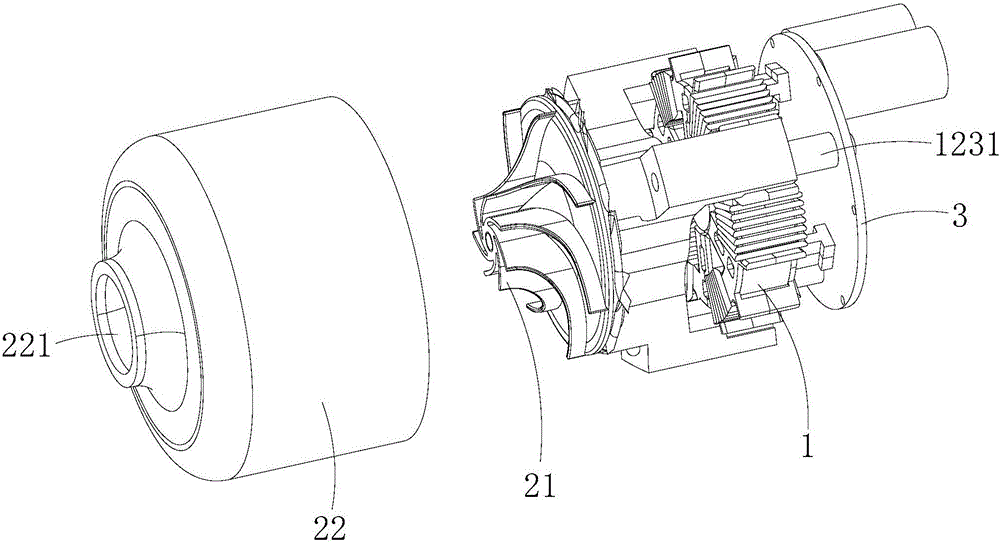 Integrated motor with impeller