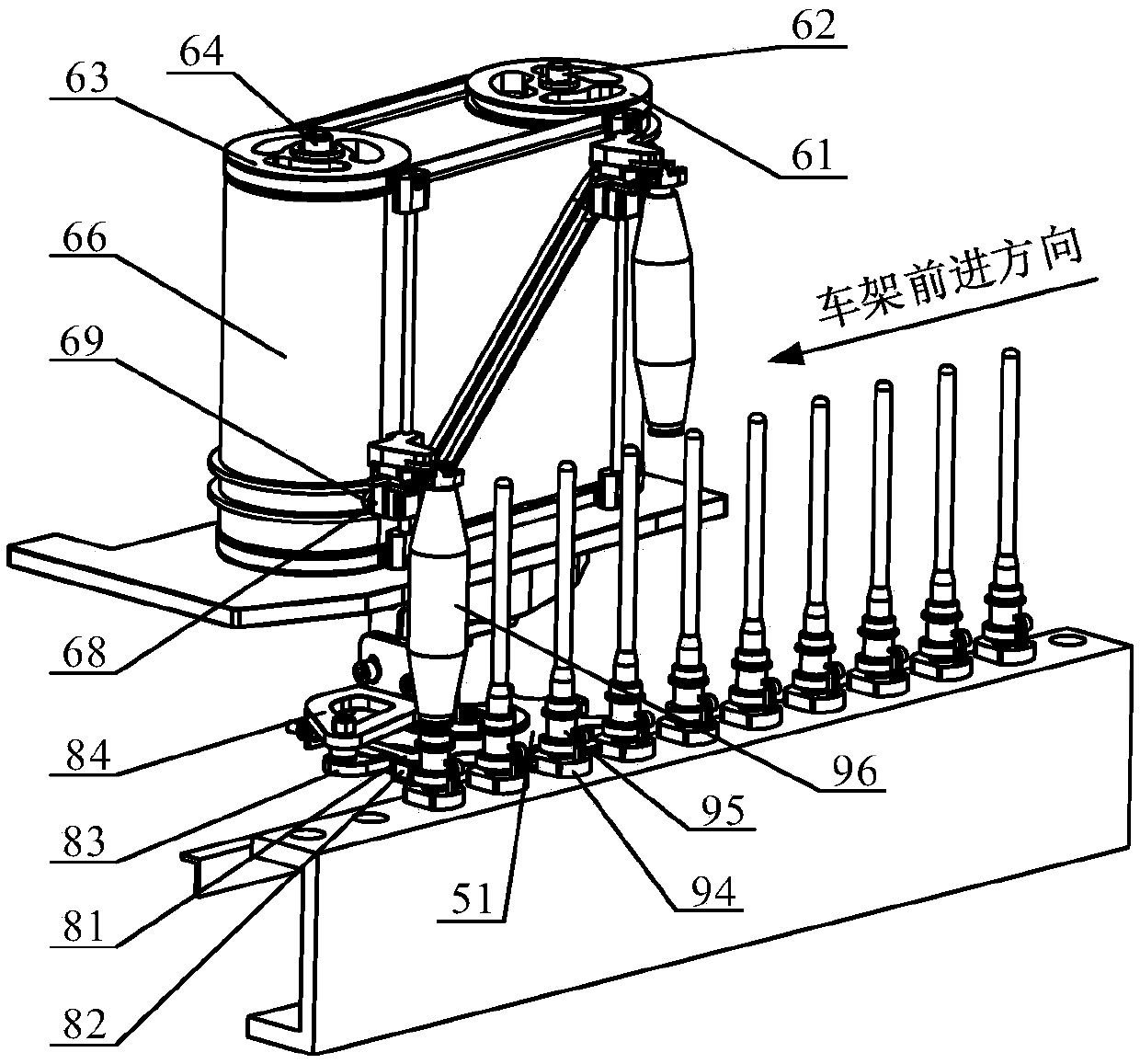 Automatic doffing device for rotary spindle pre-loosening ring spinning