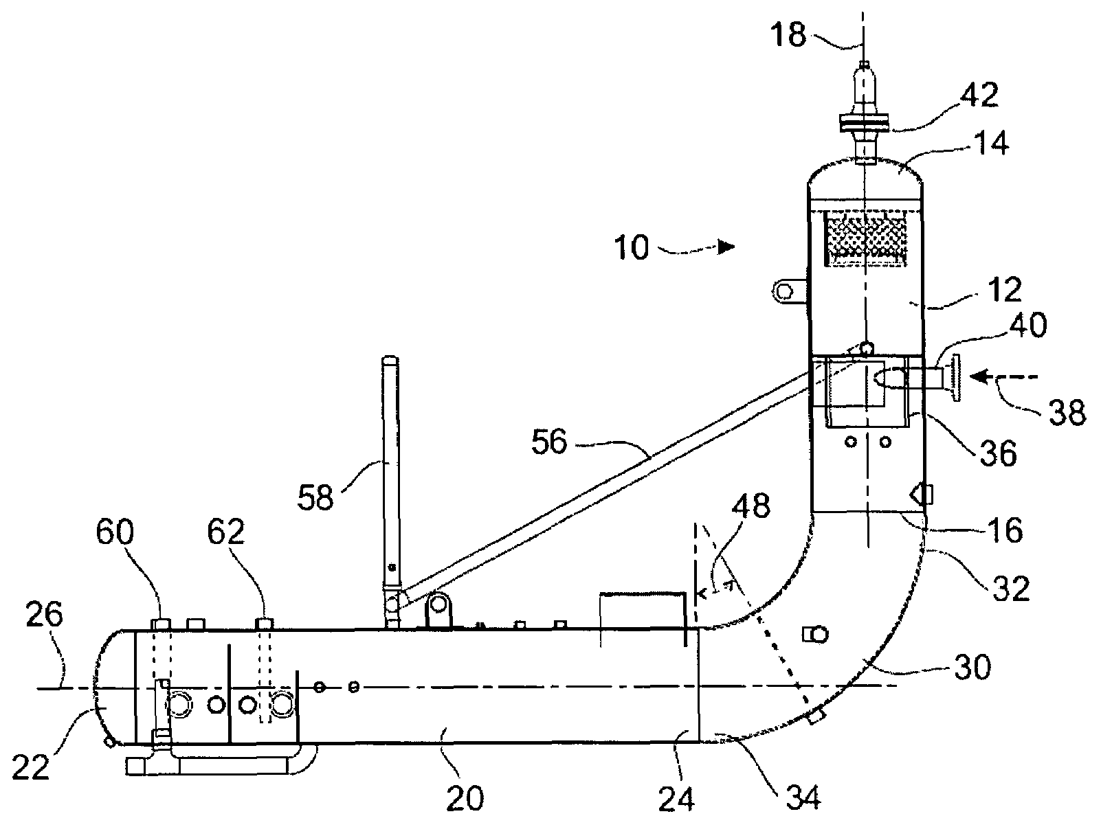 Integrated three phase separator