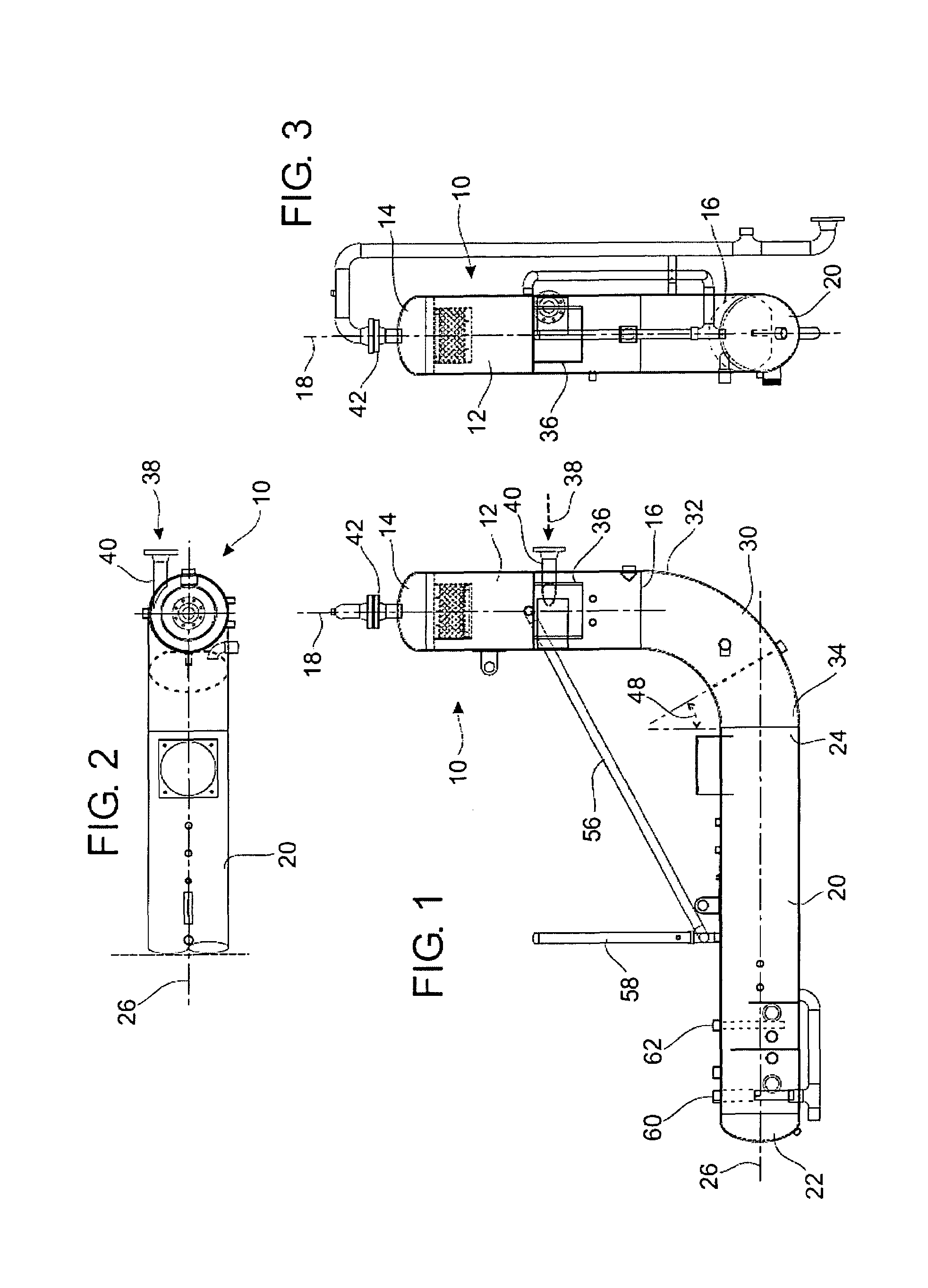 Integrated three phase separator