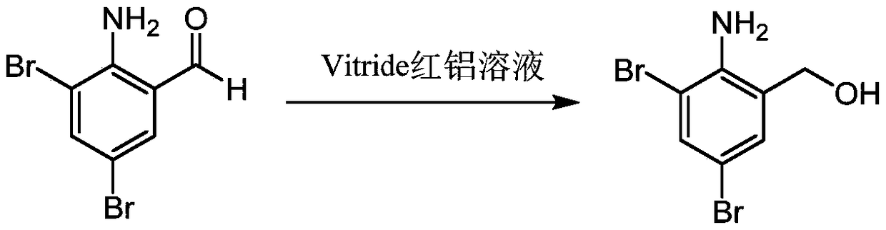 Preparation method and application of 2-amino-3,5-bibromobenzyl intermediate compound