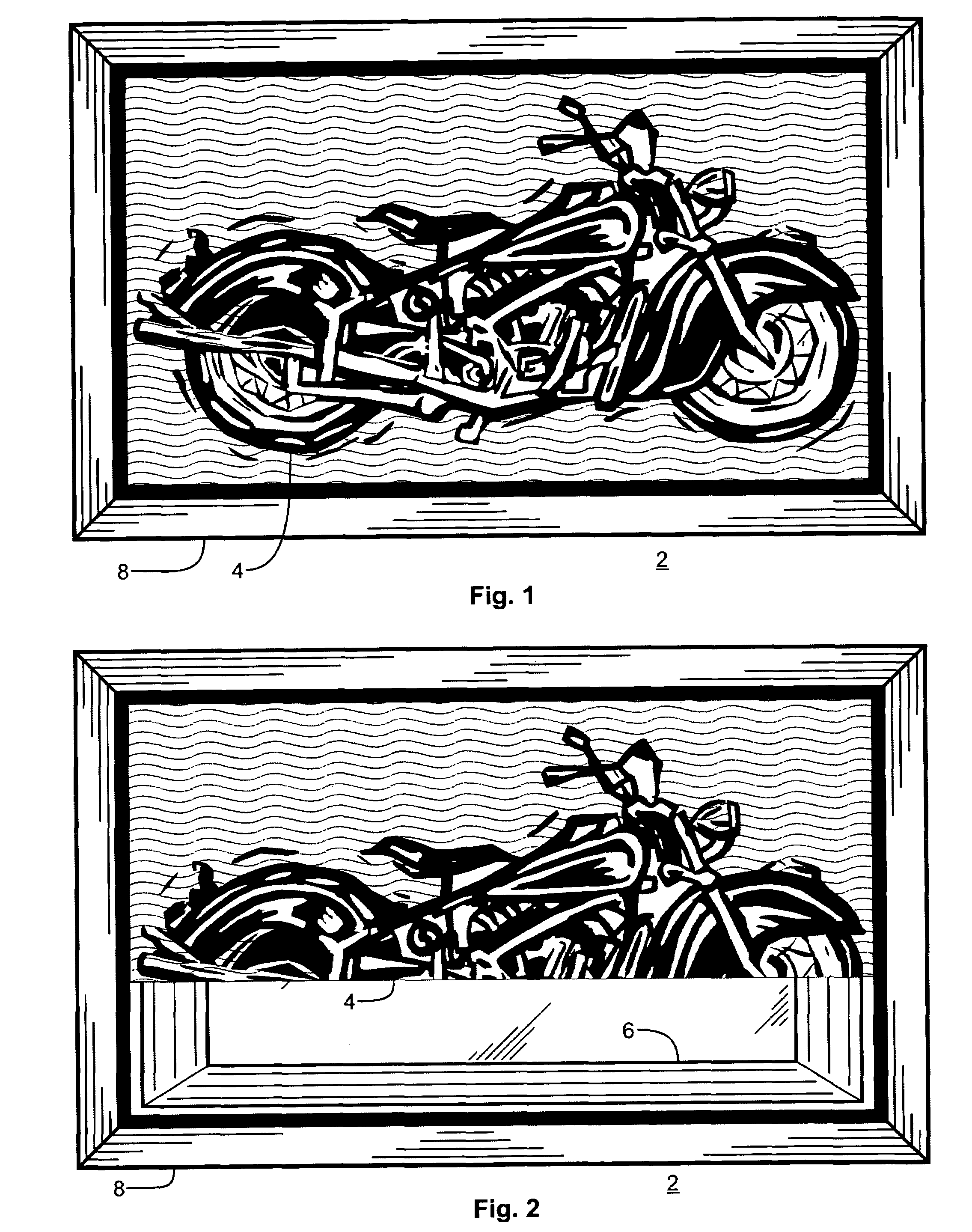 Flat panel display concealment and viewing apparatus and method