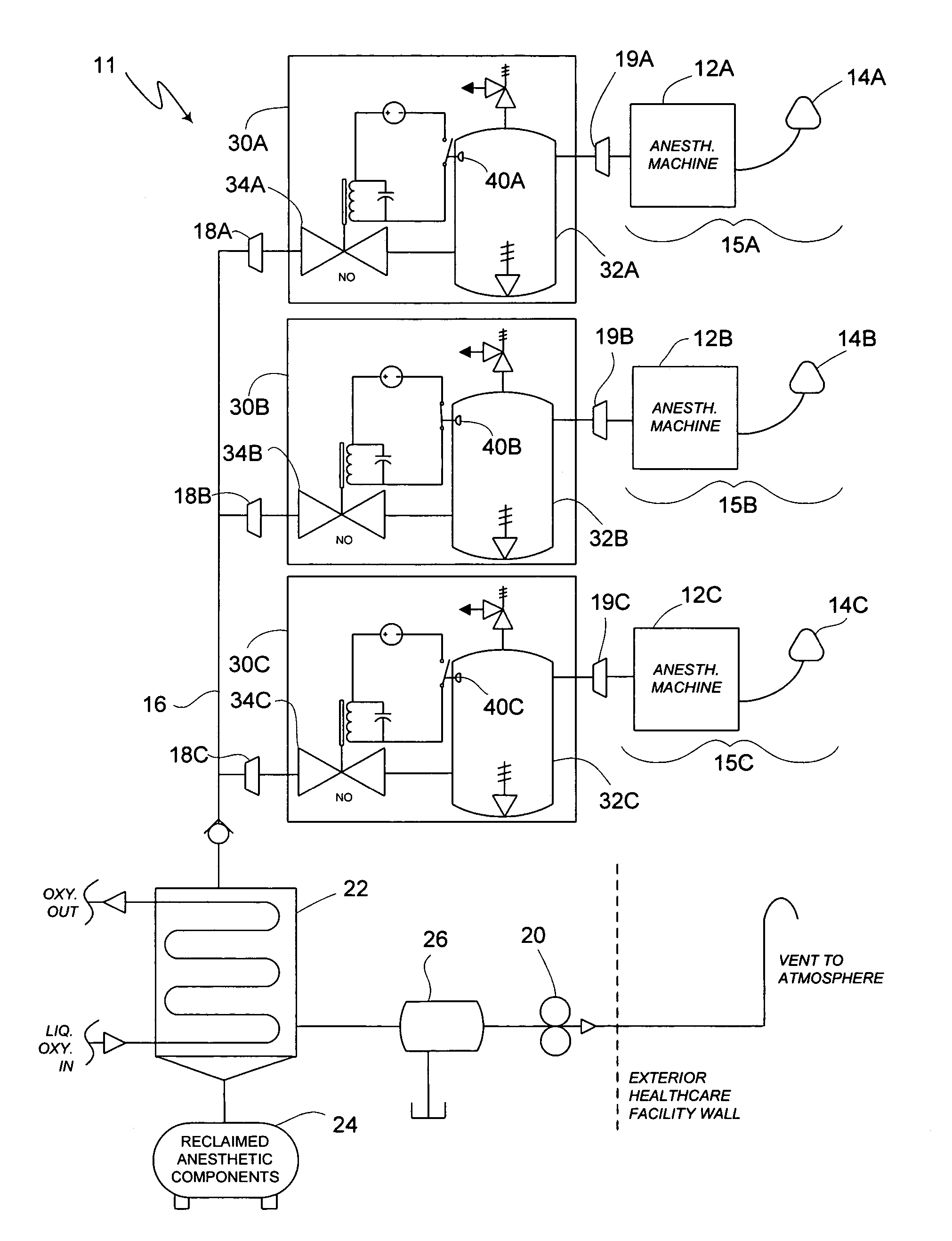 Method of low flow anesthetic gas scavenging and dynamic collection apparatus therefor