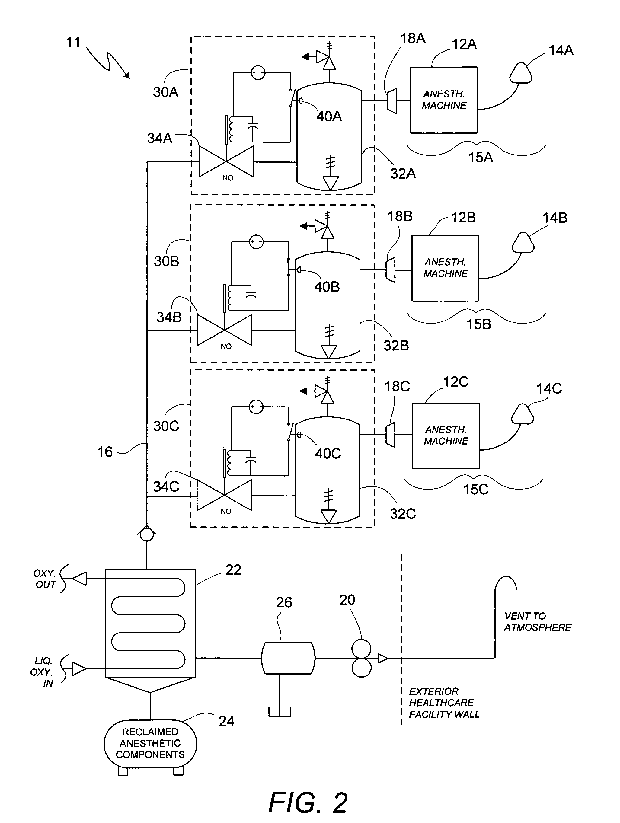 Method of low flow anesthetic gas scavenging and dynamic collection apparatus therefor