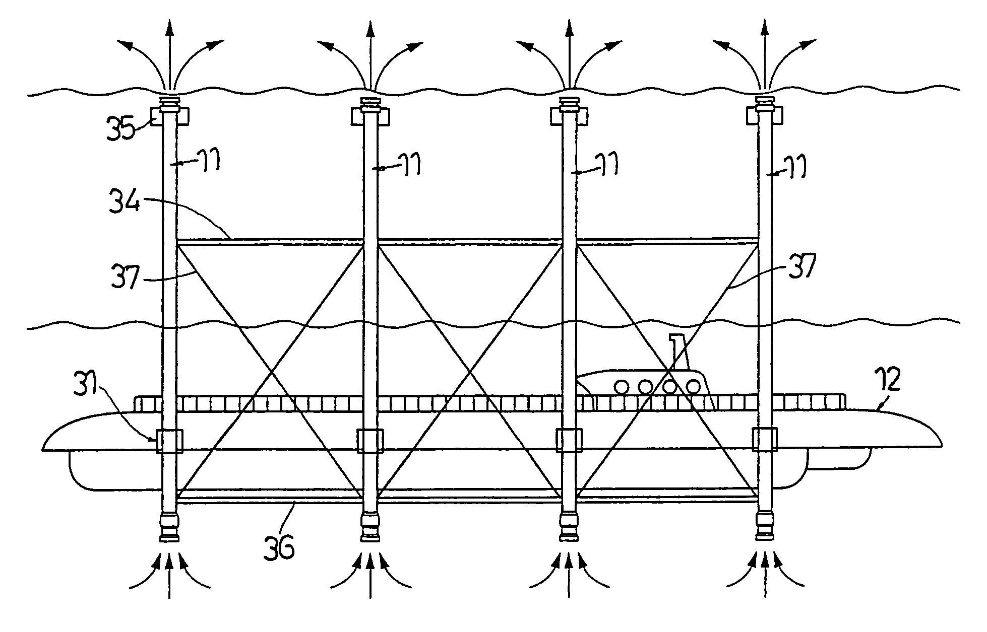 Apparatus for lowering water temperature of sea surface