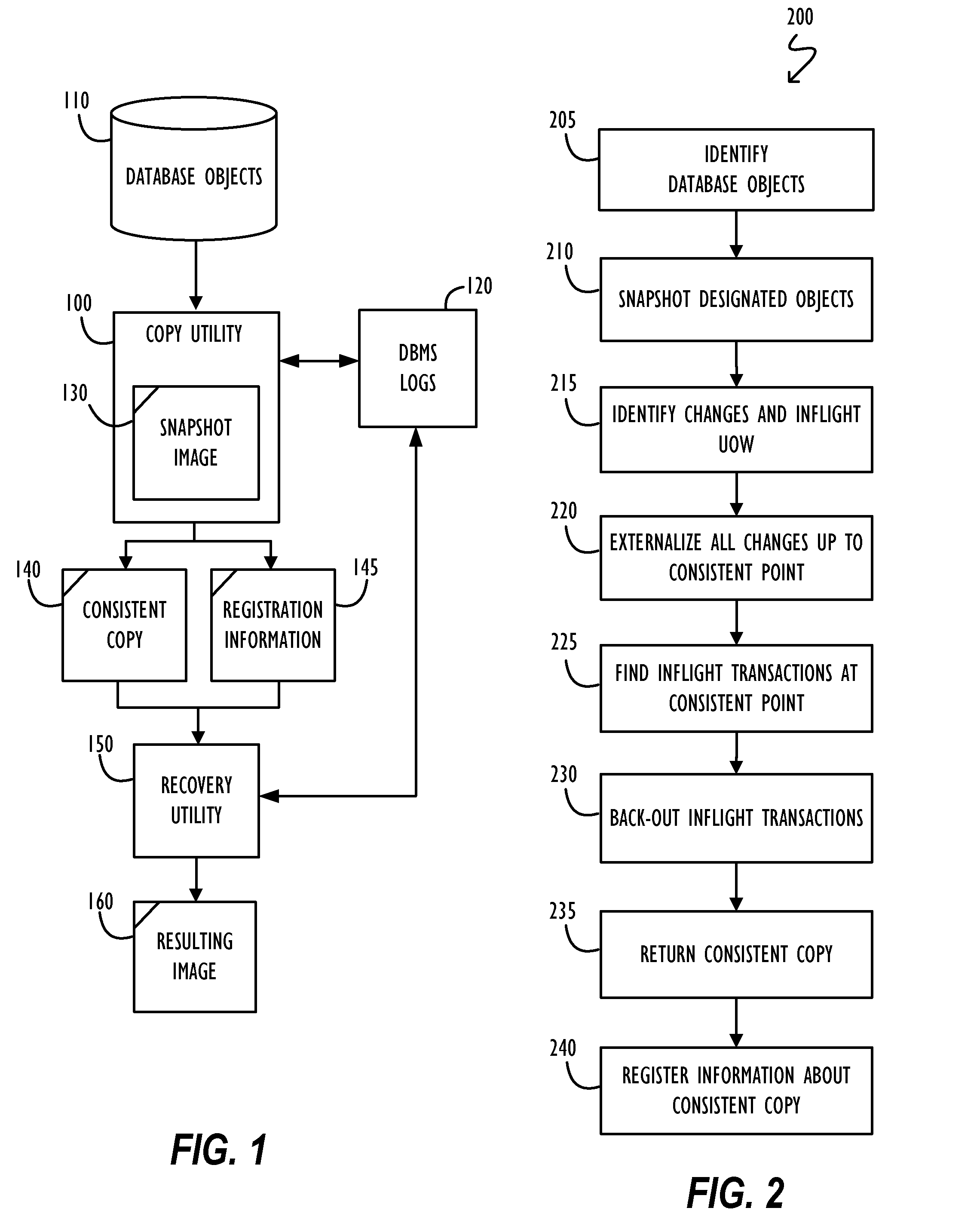 Database Recovery Using Logs Applied to Consistent Copies