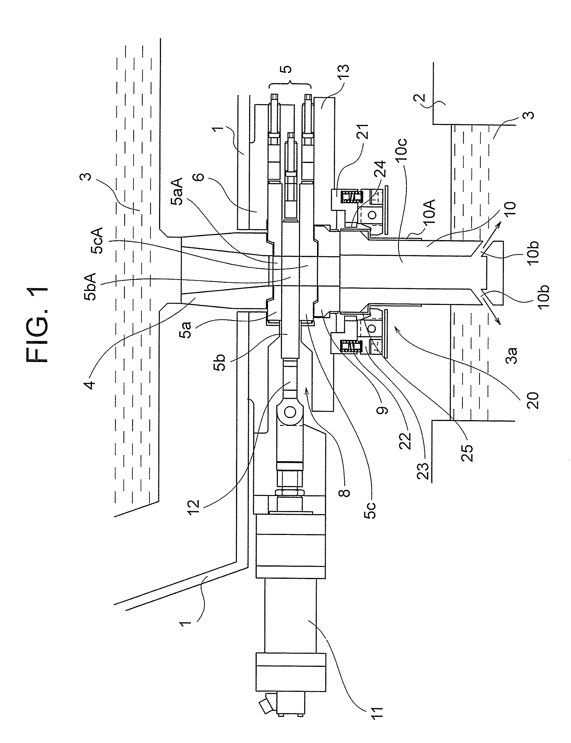 Slab continuous casting apparatus