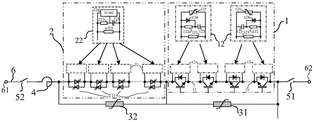 Topological structure of hybrid all-solid state high-voltage DC breaker