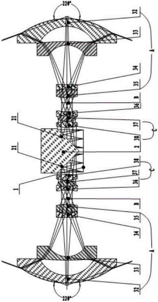 Large target surface low illumination level all-celestial shooting system