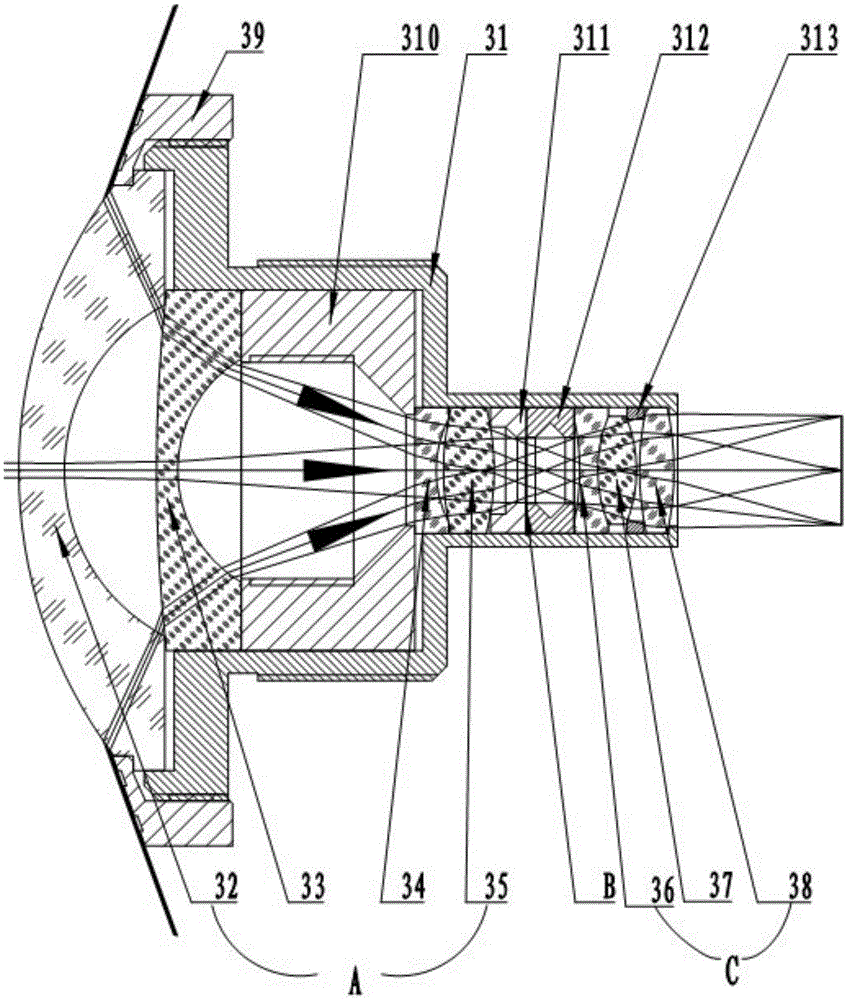 Large target surface low illumination level all-celestial shooting system