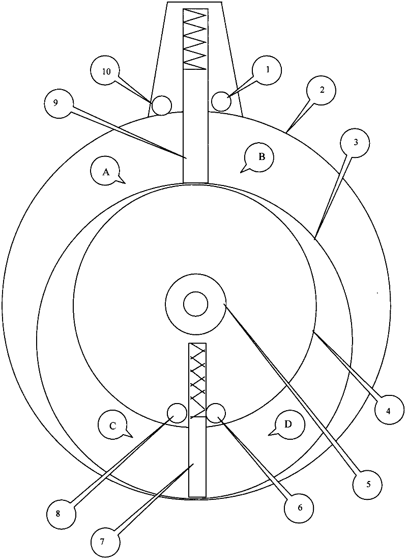 Stirling engine with eccentric shaft rolling rotation ring