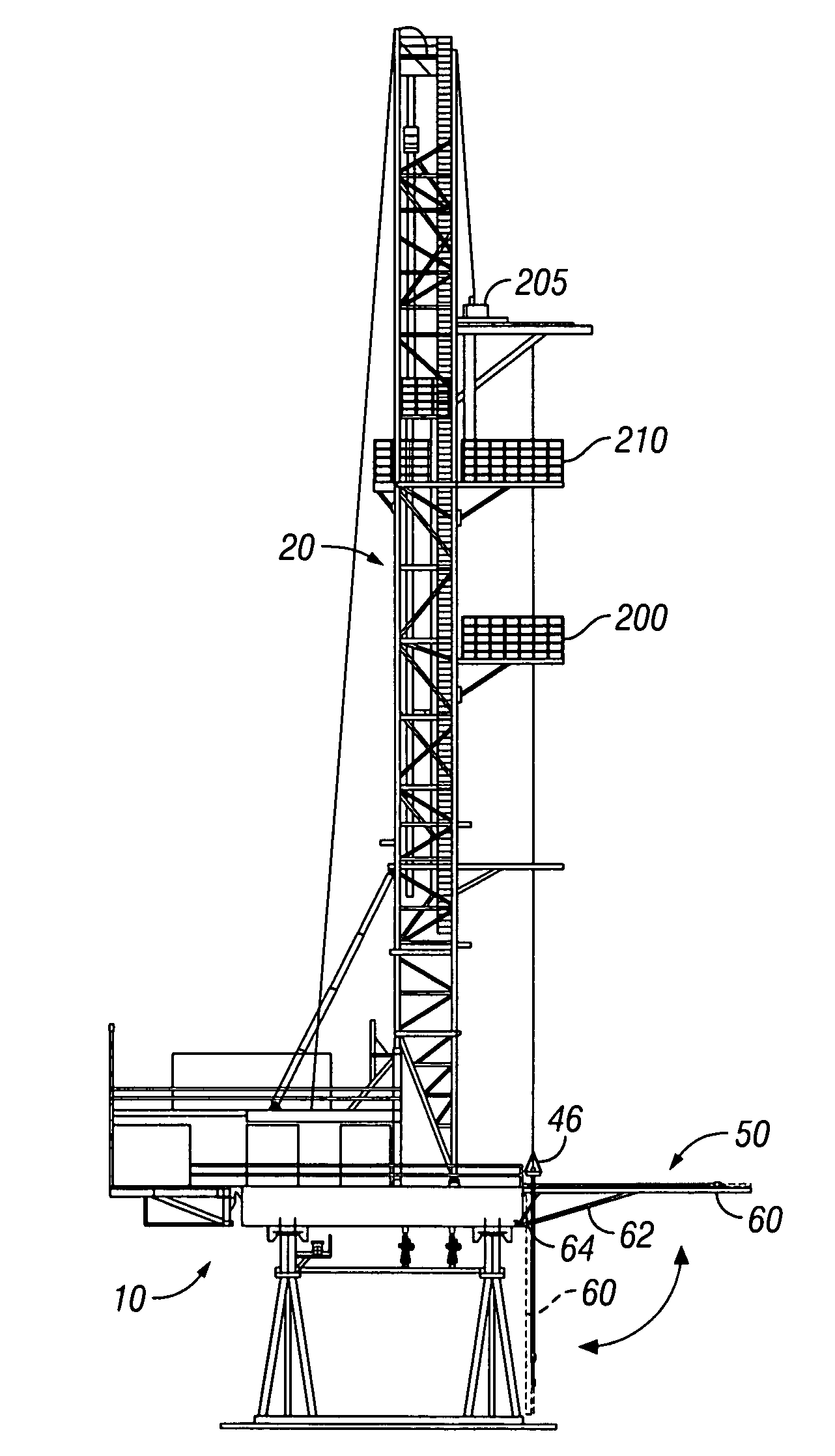 Pivoting pipe handler for off-line make up of drill pipe joints